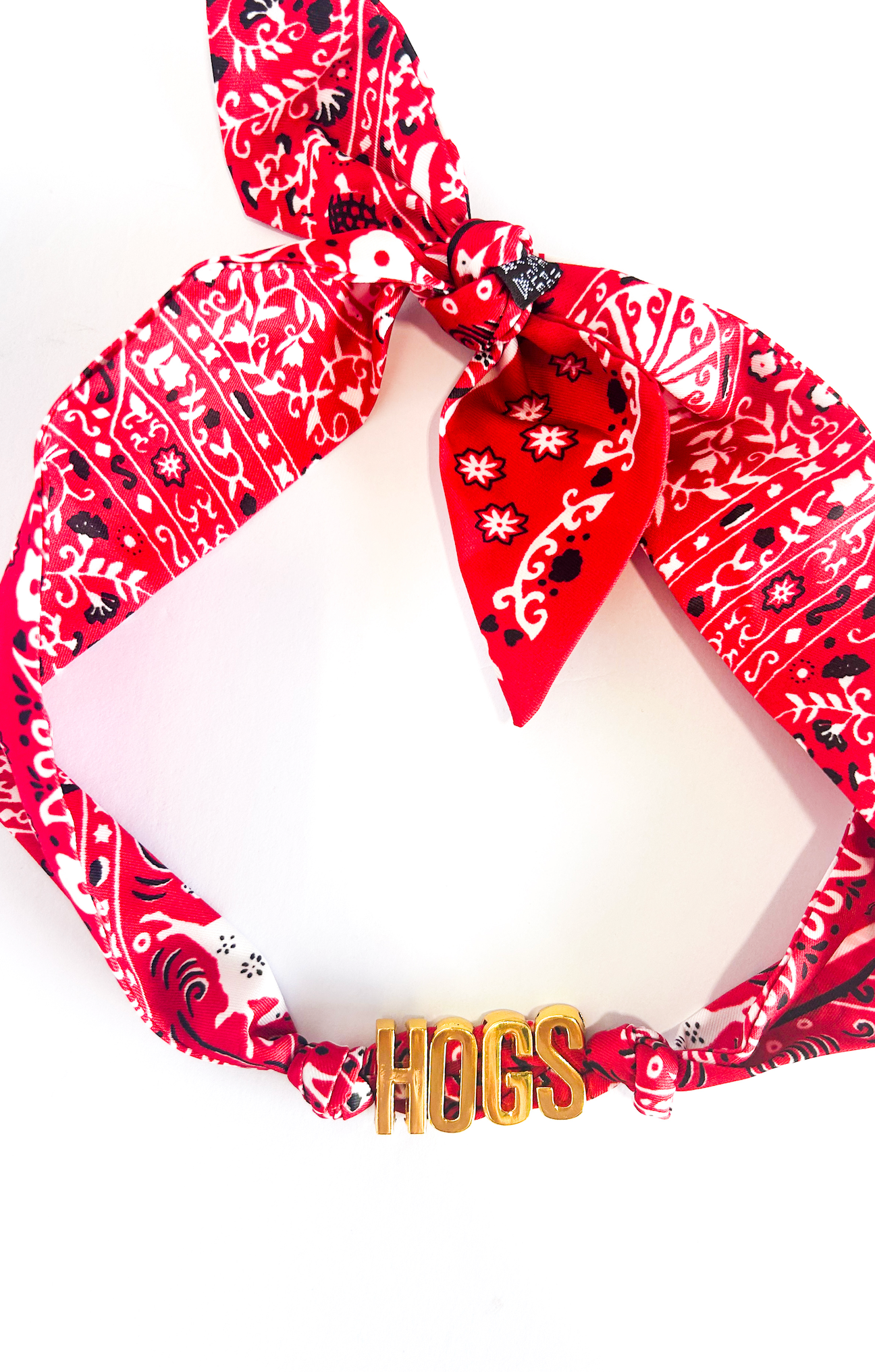 Red Bandana "HOGS" Scarf Necklace