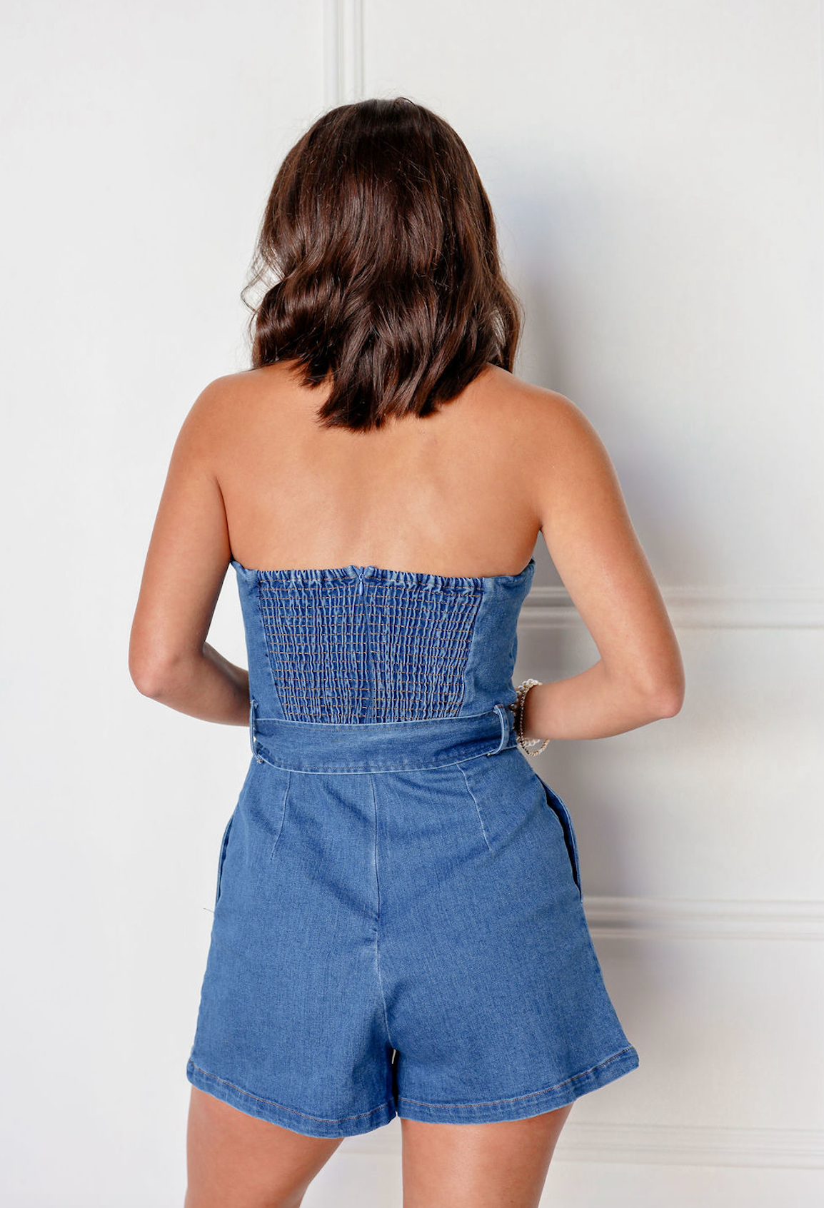Harlow Denim Belted Romper