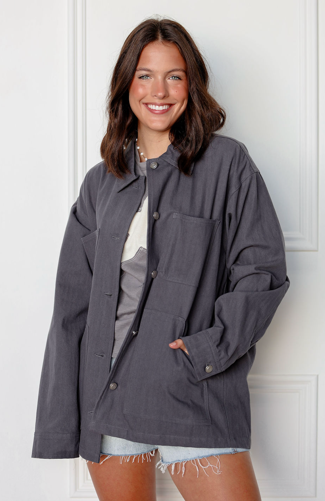 Ava Charcoal Oversized Jacket