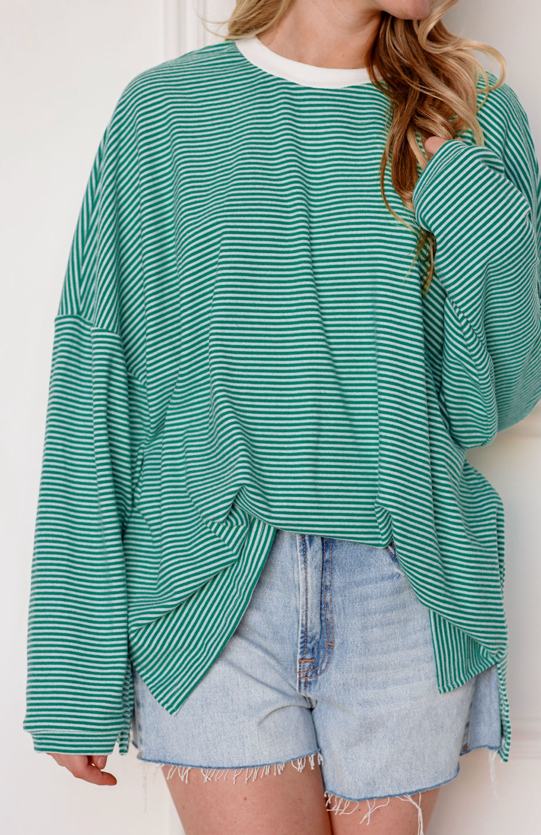 Striped Oversize Top Green