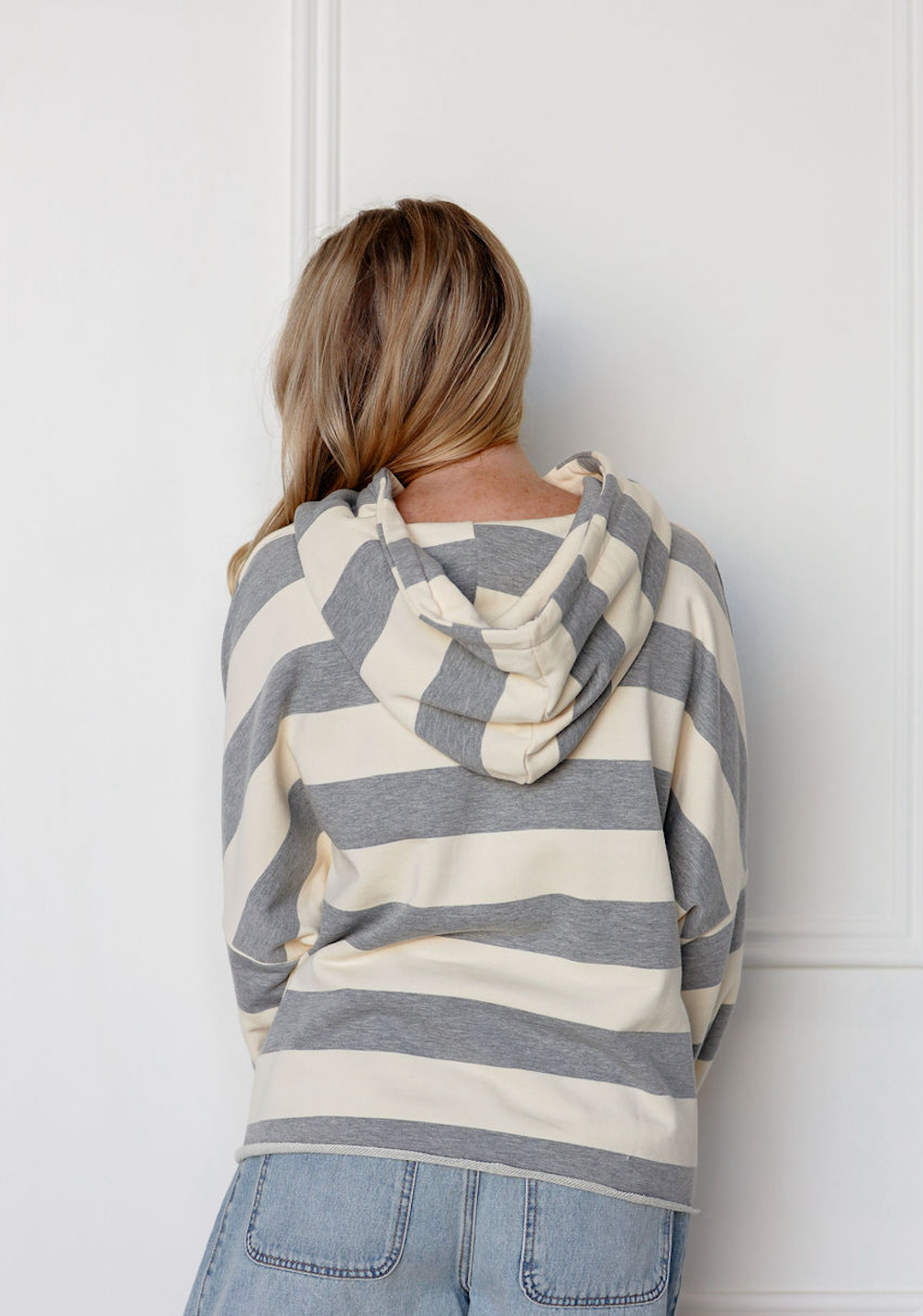 Grey/Cream Stripe Hoodie