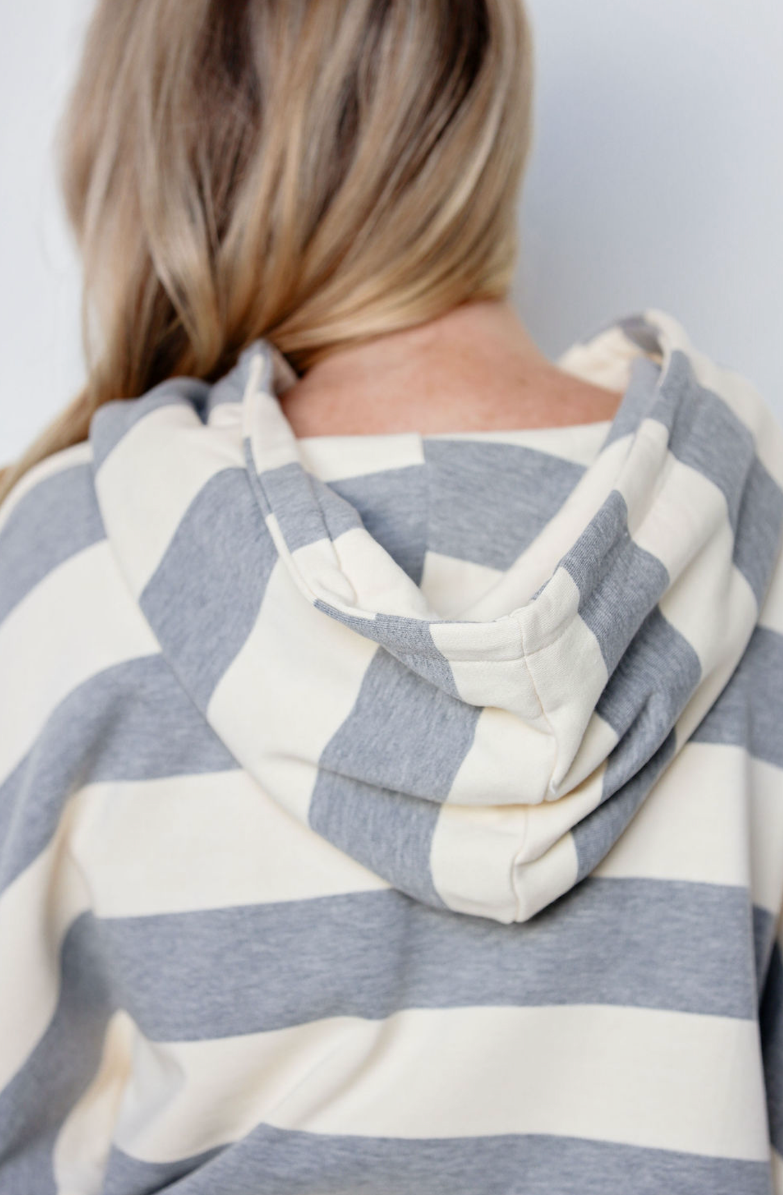 Grey/Cream Stripe Hoodie