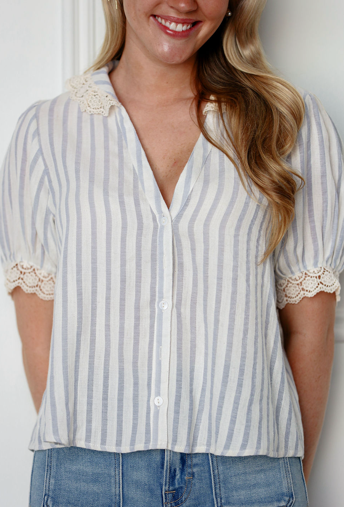 Jeanne Stripe Collared Blouse