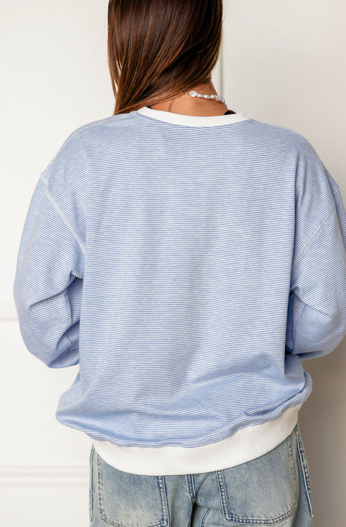 Striped Knit Pullover Blue