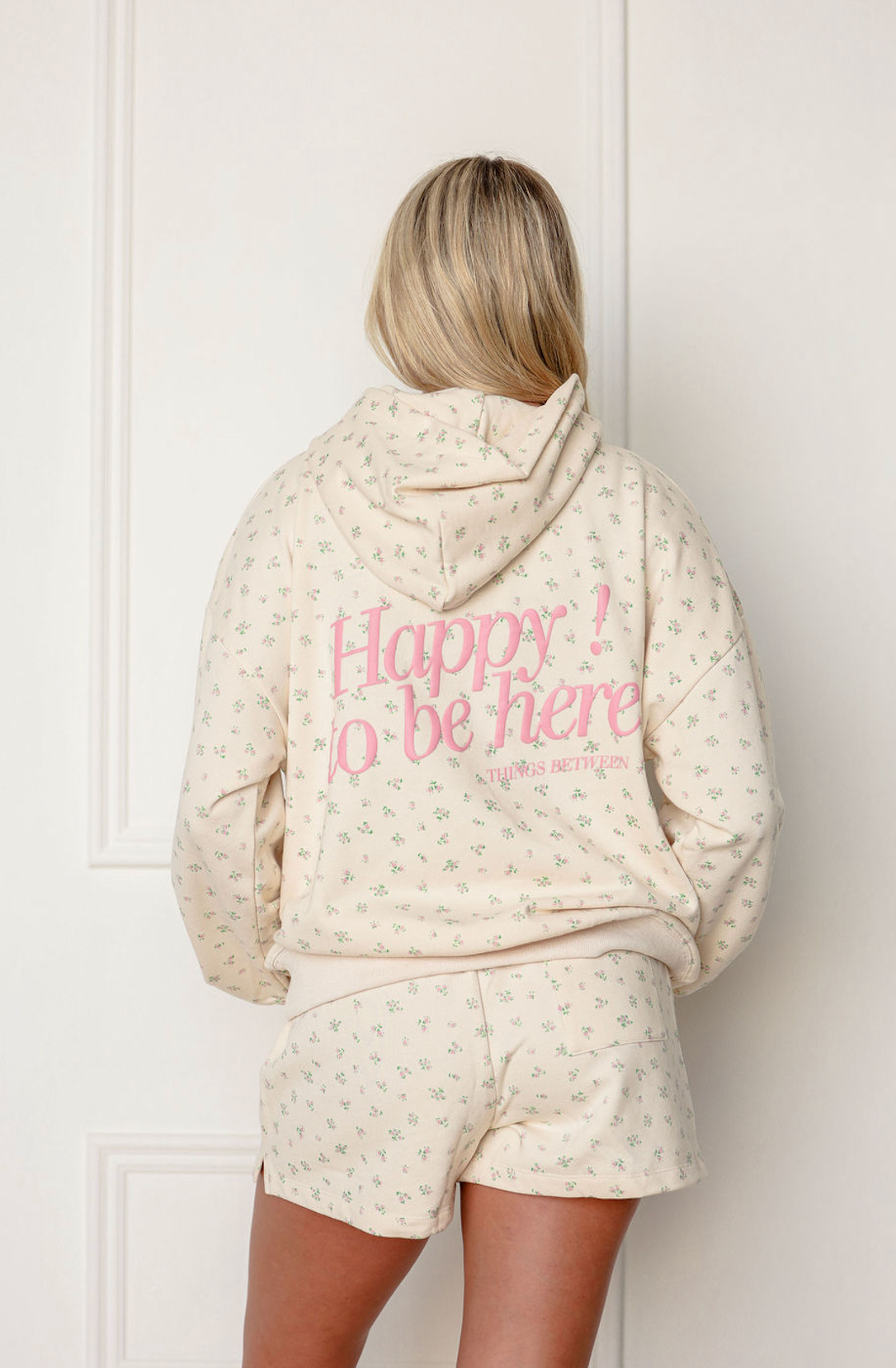 Happy Here Floral Hoodie & Shorts Set of 2
