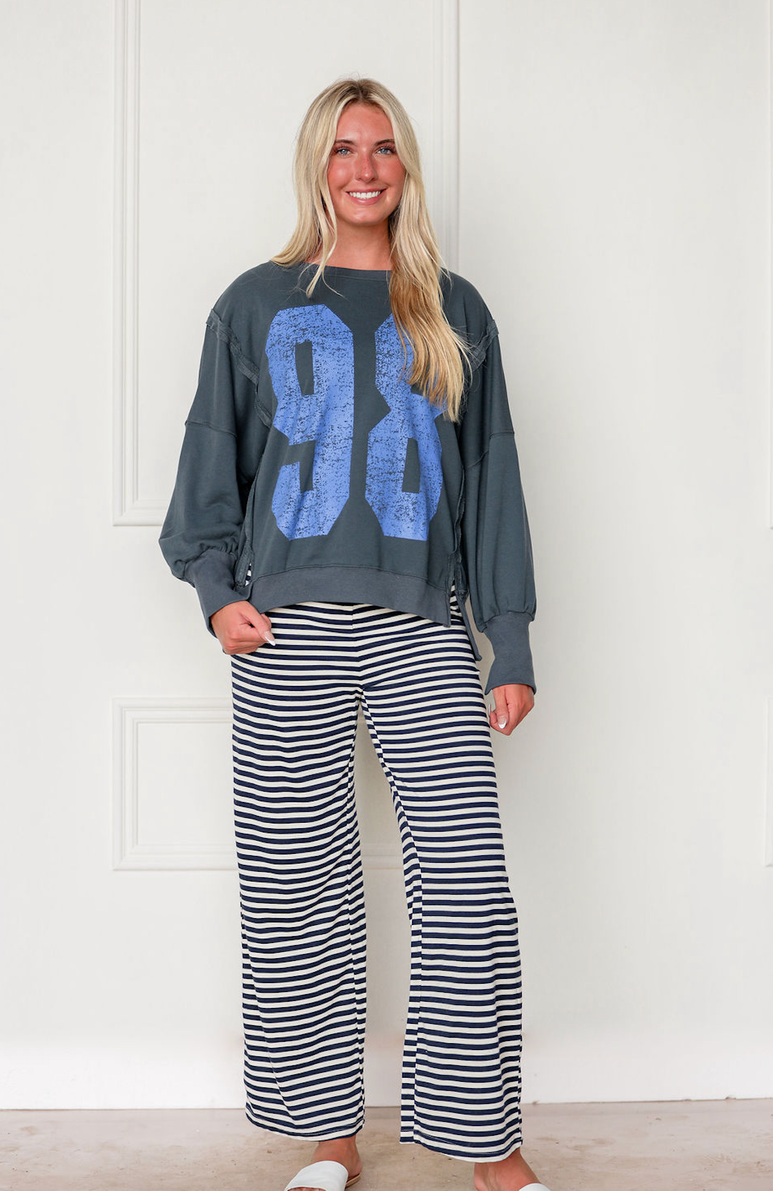 Brooke Striped Pants Navy