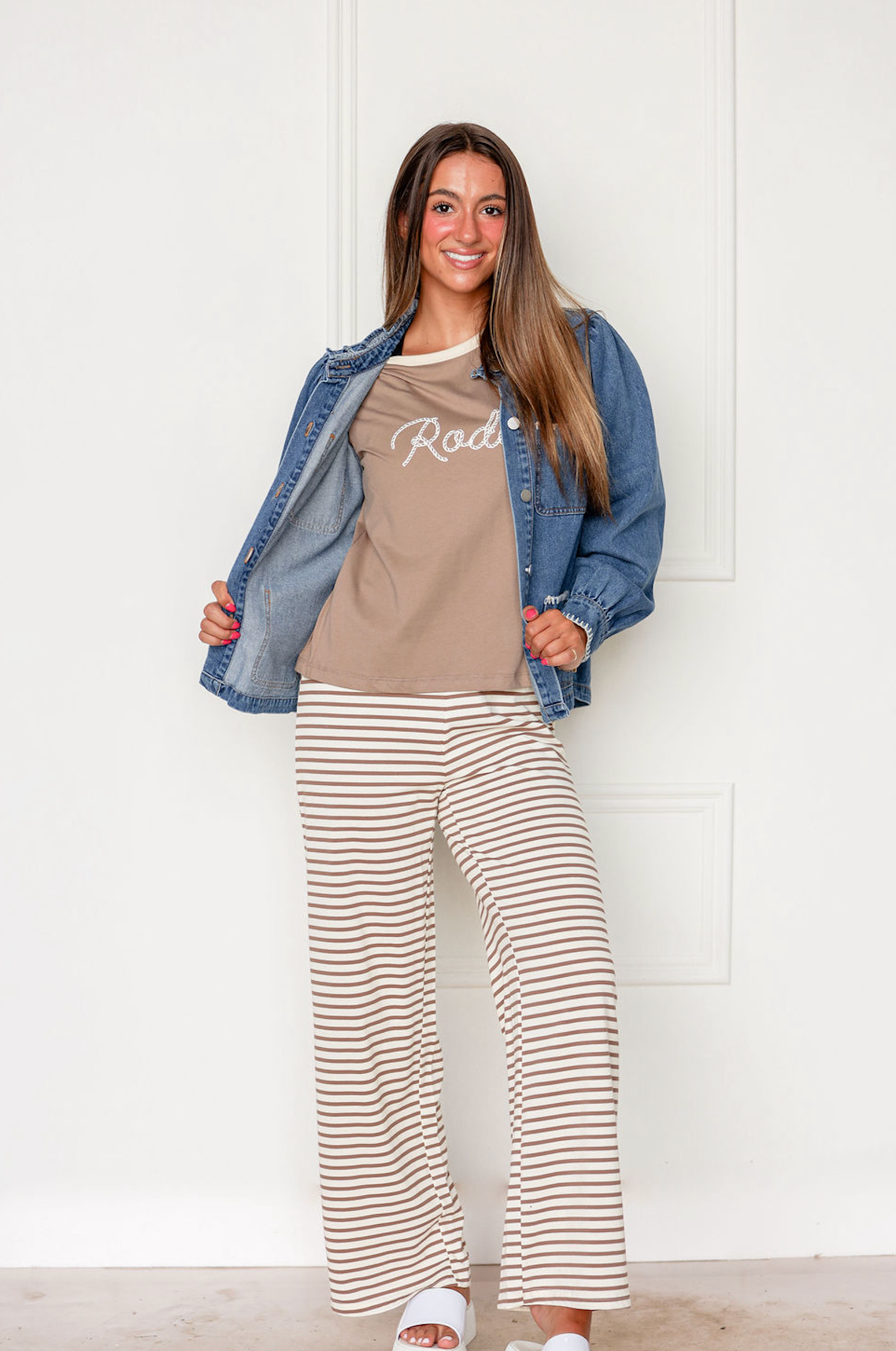Striped Lounge Pants Taupe - Clothe Boutique