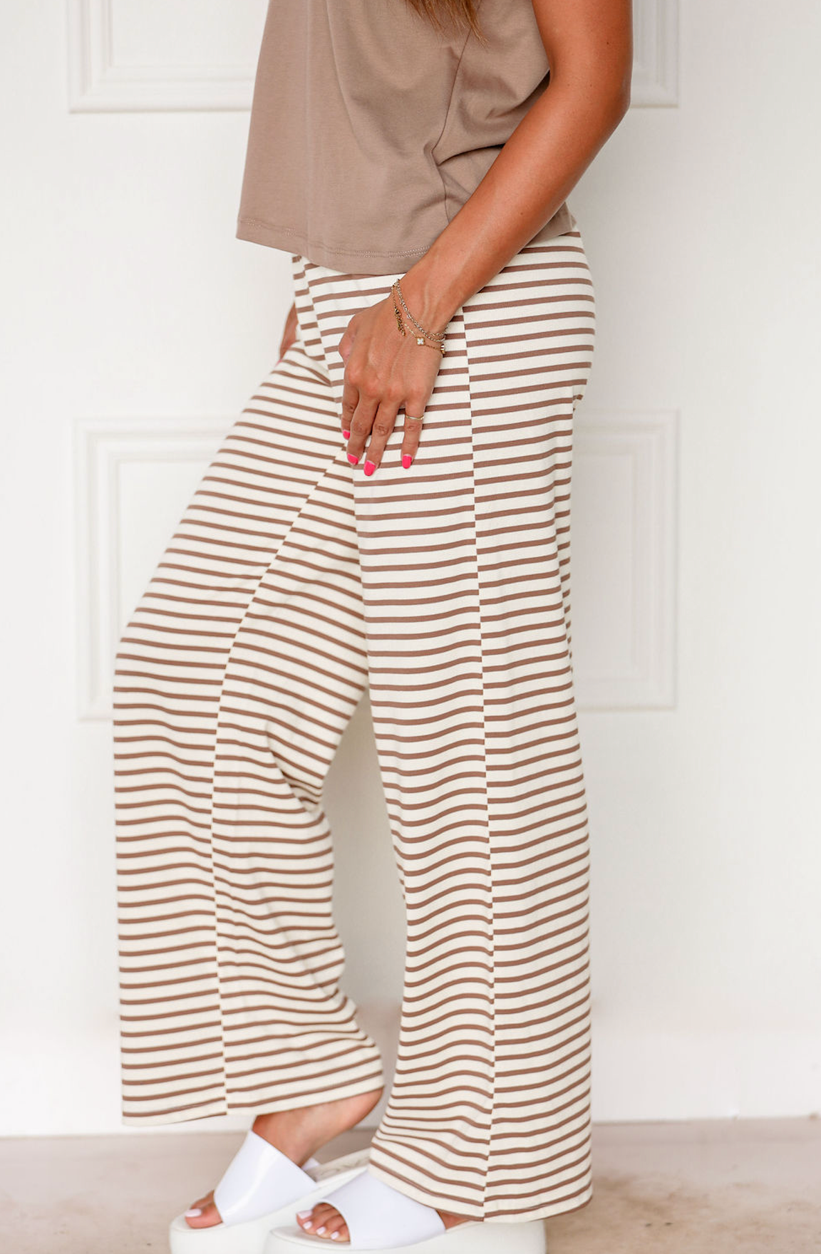 Striped Lounge Pants Taupe