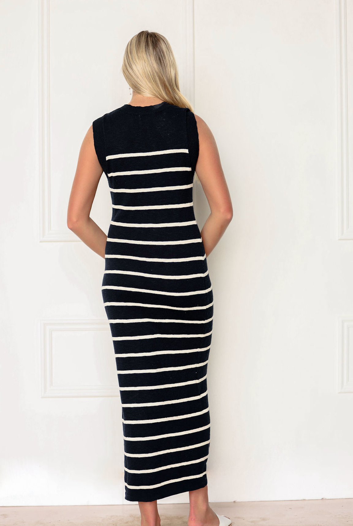 Navy Stripe Maxi Sweater Dress