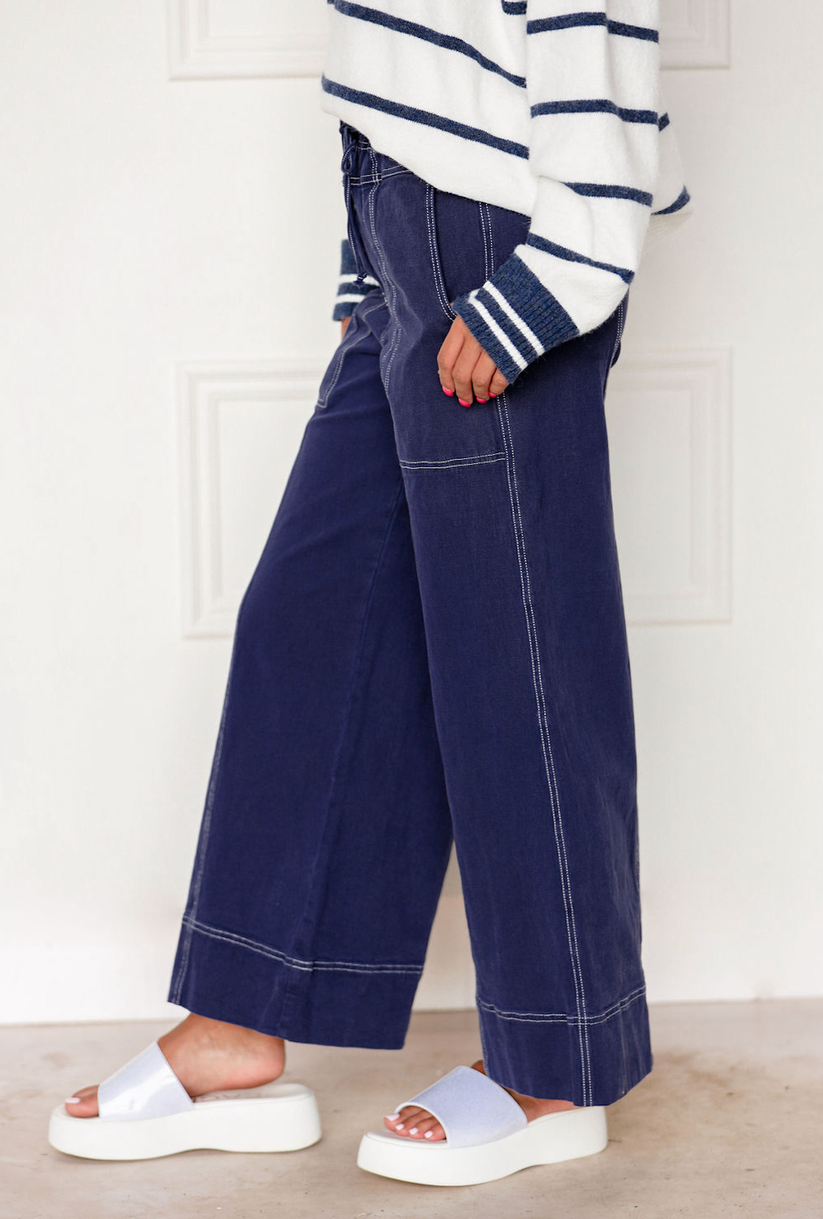 Navy Cotton Twill Pants