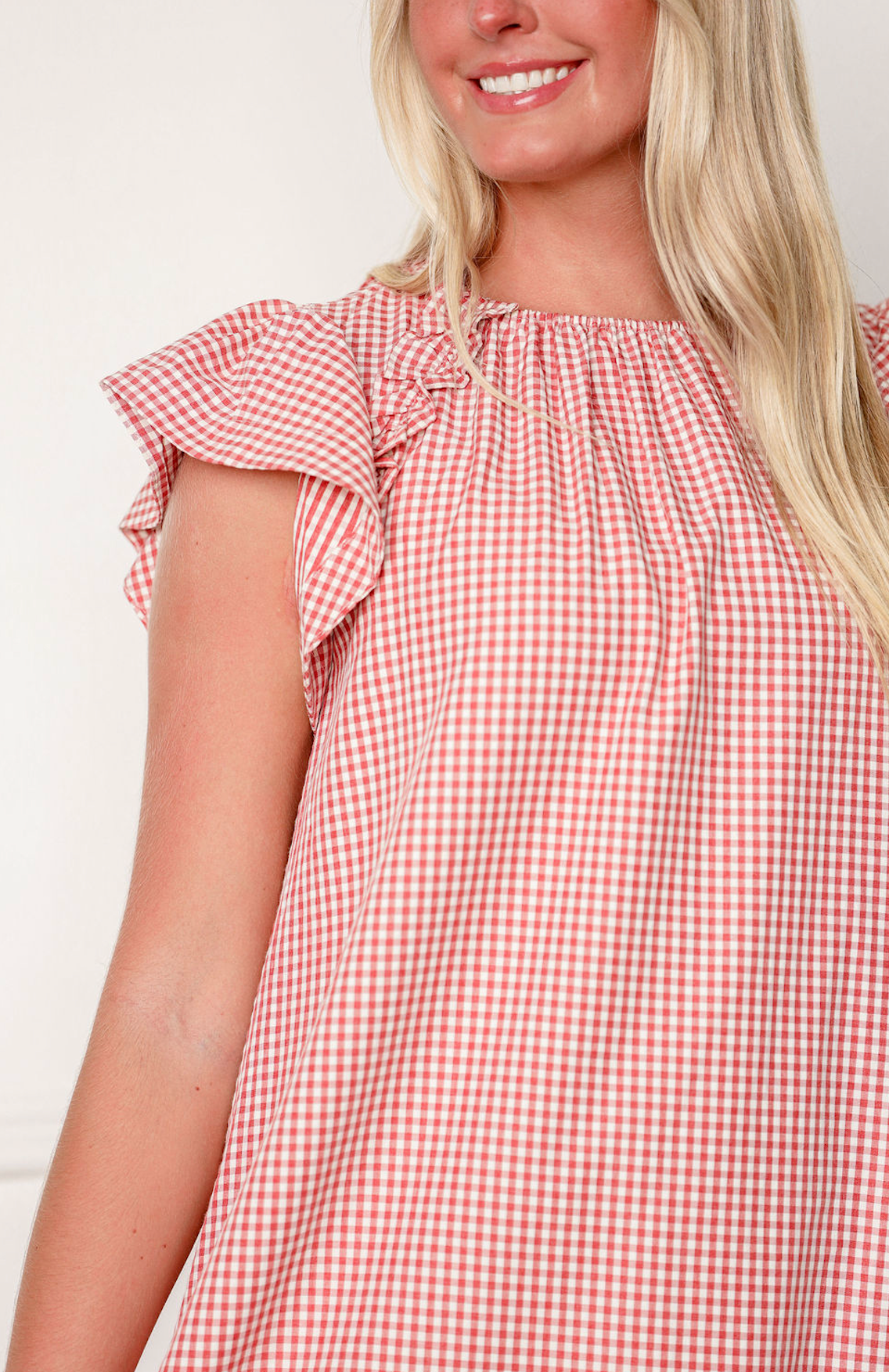 Red Gingham Ruffle Dress