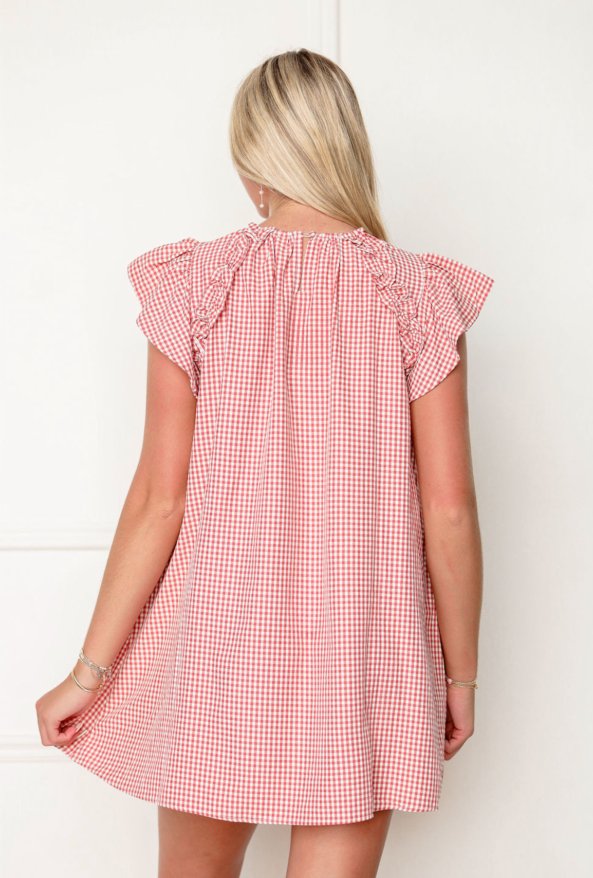 Red Gingham Ruffle Dress