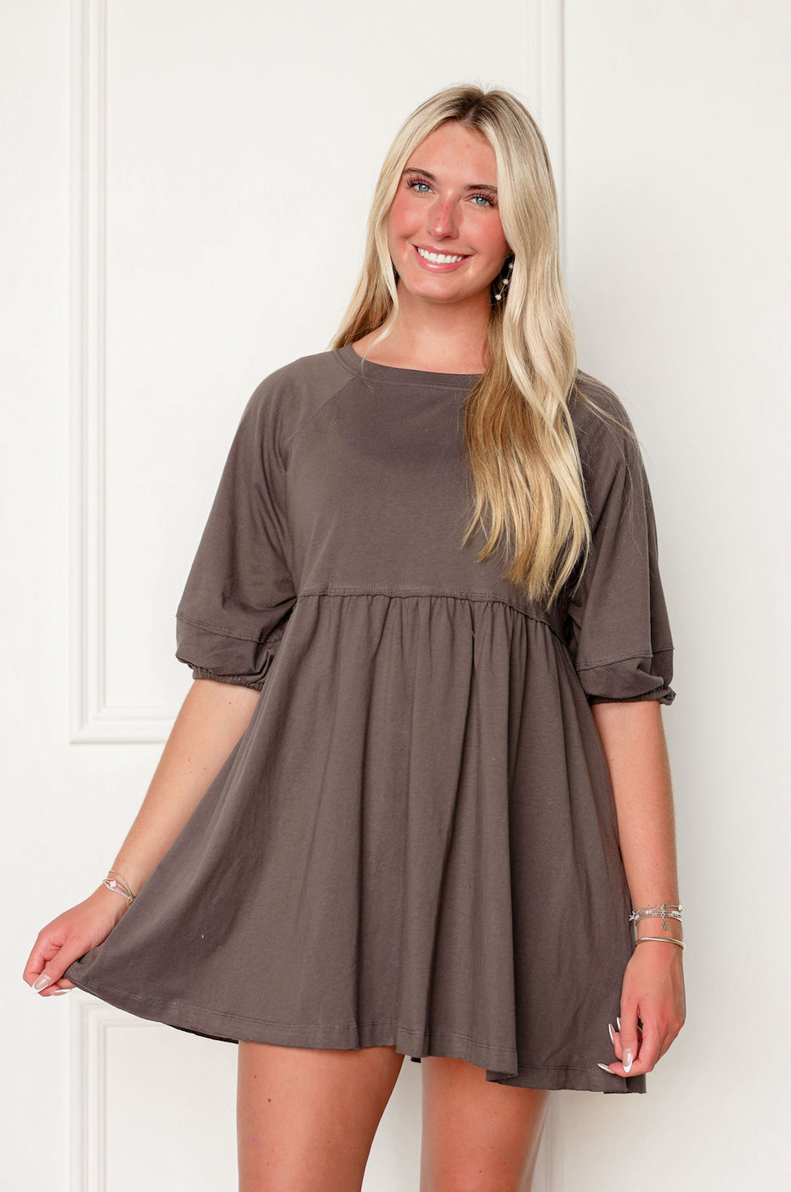 Abbey Charcoal Sweatshirt Dress