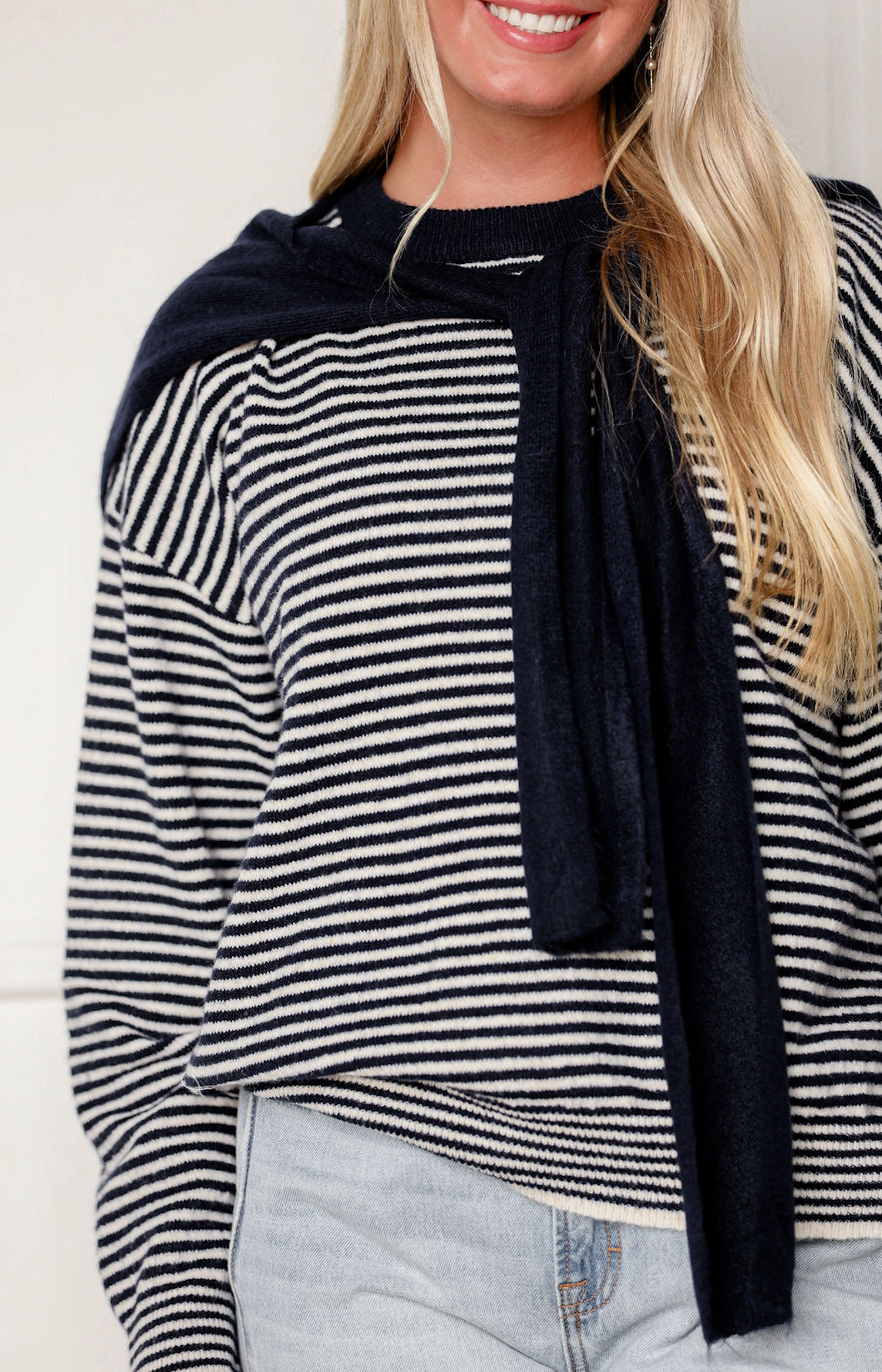Kate Striped Sweater w/ Shaw