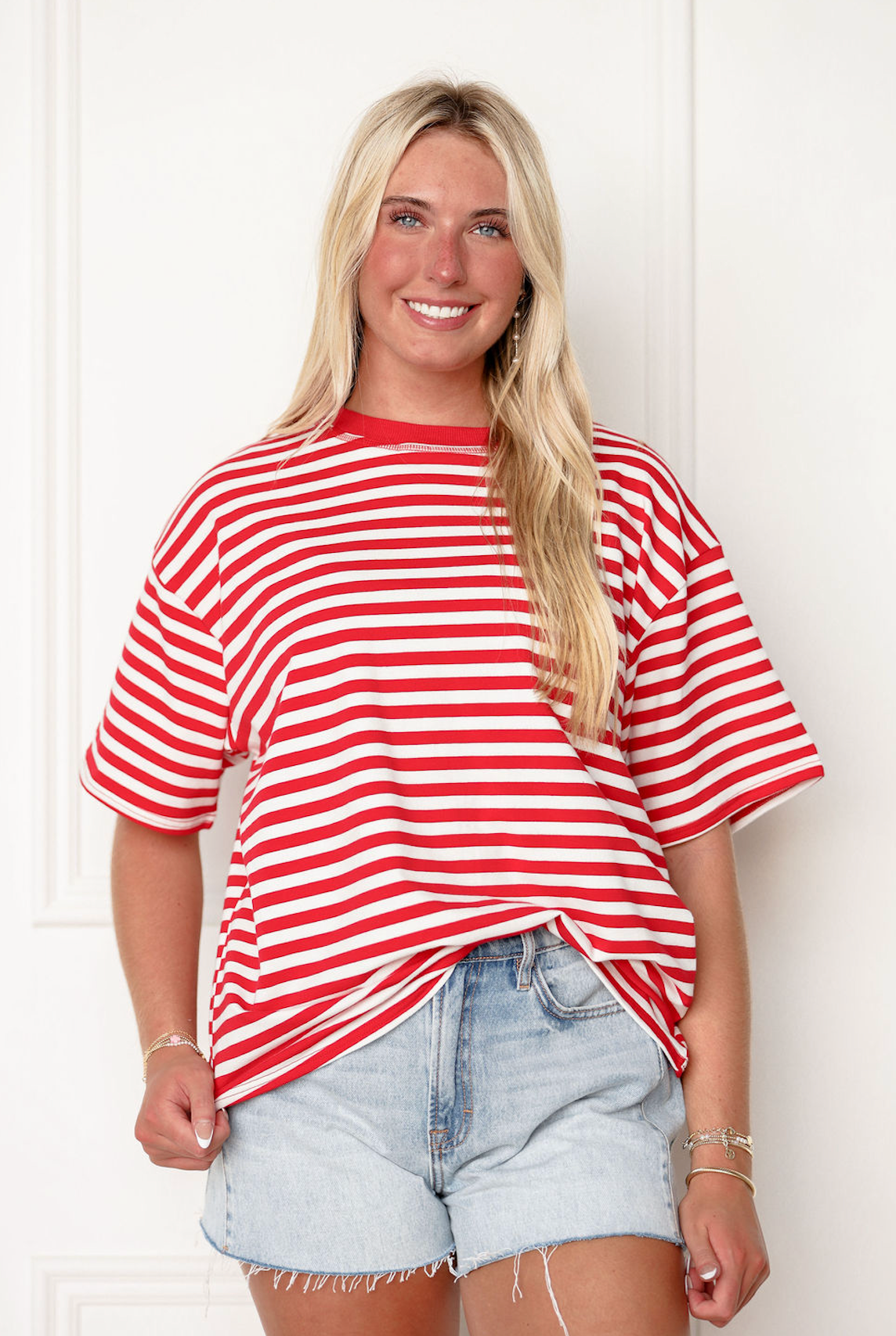 Oversize Stripe T-Shirt Red