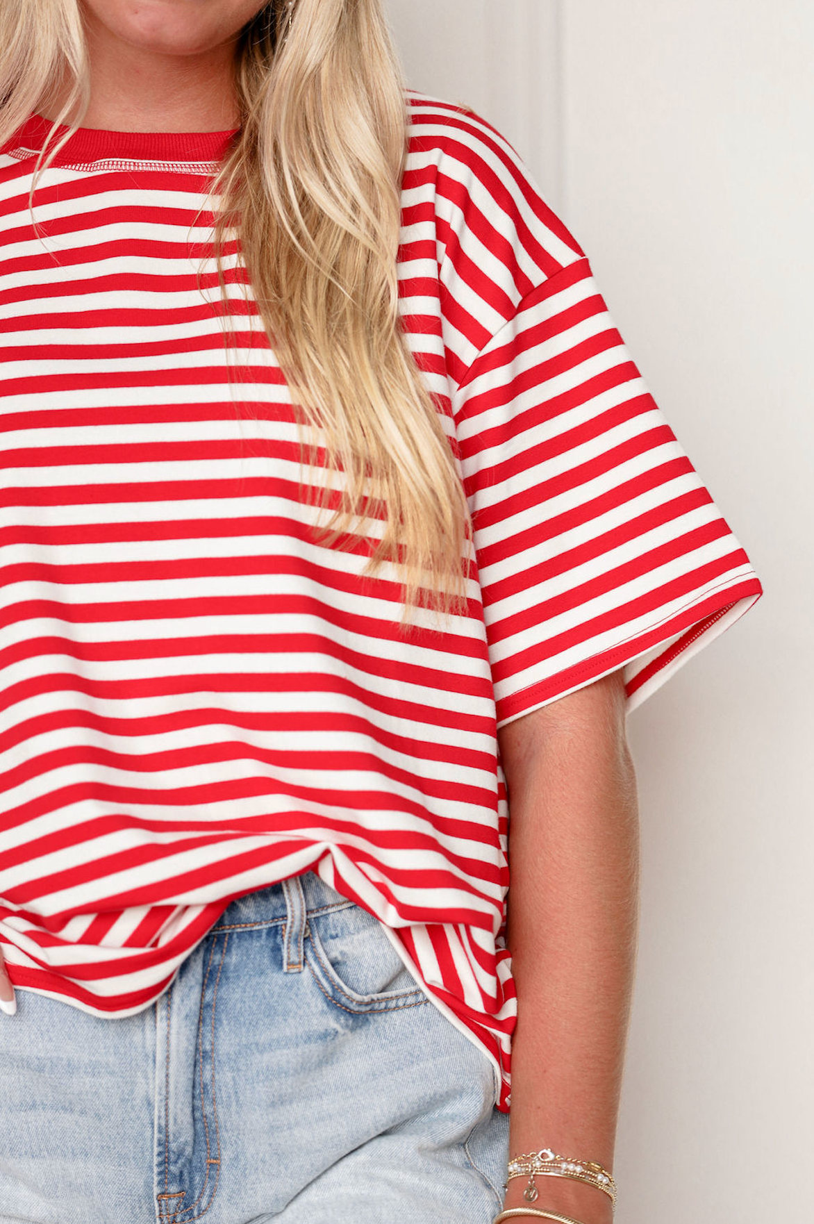 Oversize Stripe T-Shirt Red