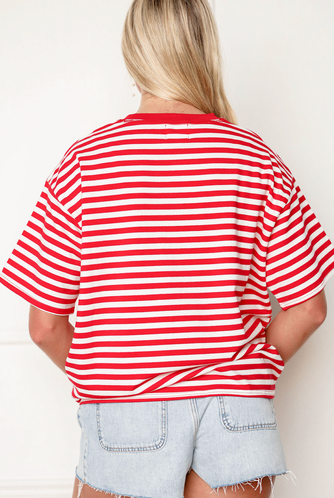 Oversize Stripe T-Shirt Red