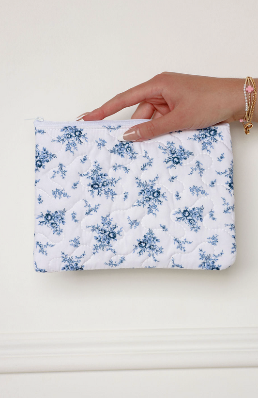 Picnic Navy Floral Quilted Makeup Bag