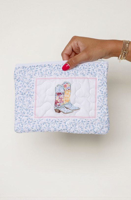 Daisy Boots Quilted Makeup Bag