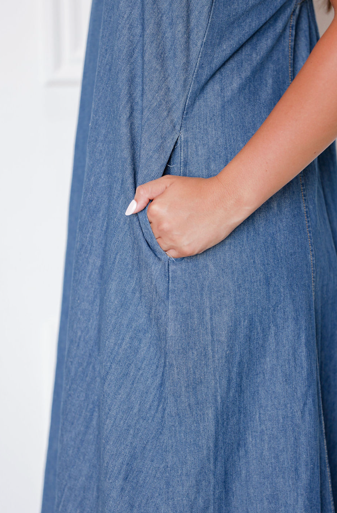 Denim Open Back Cami Dress