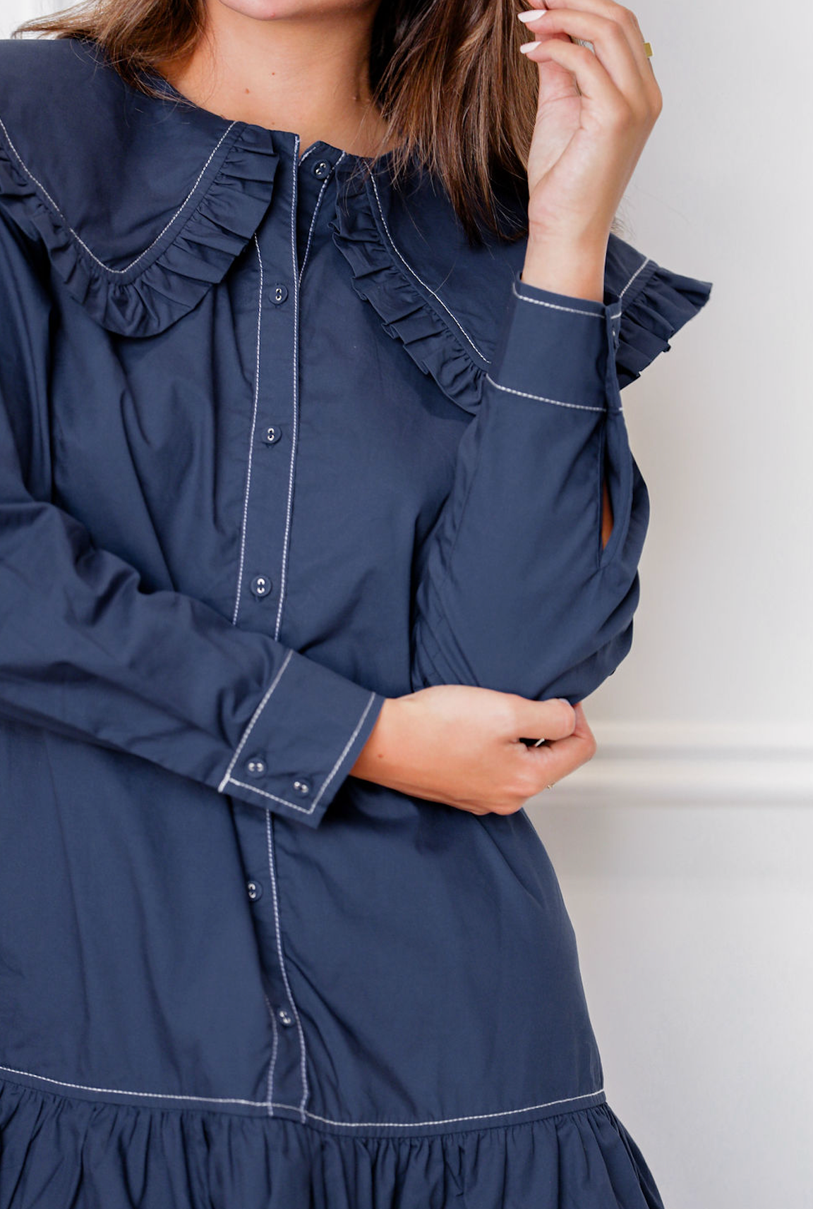 Navy Oversized Collar Dress