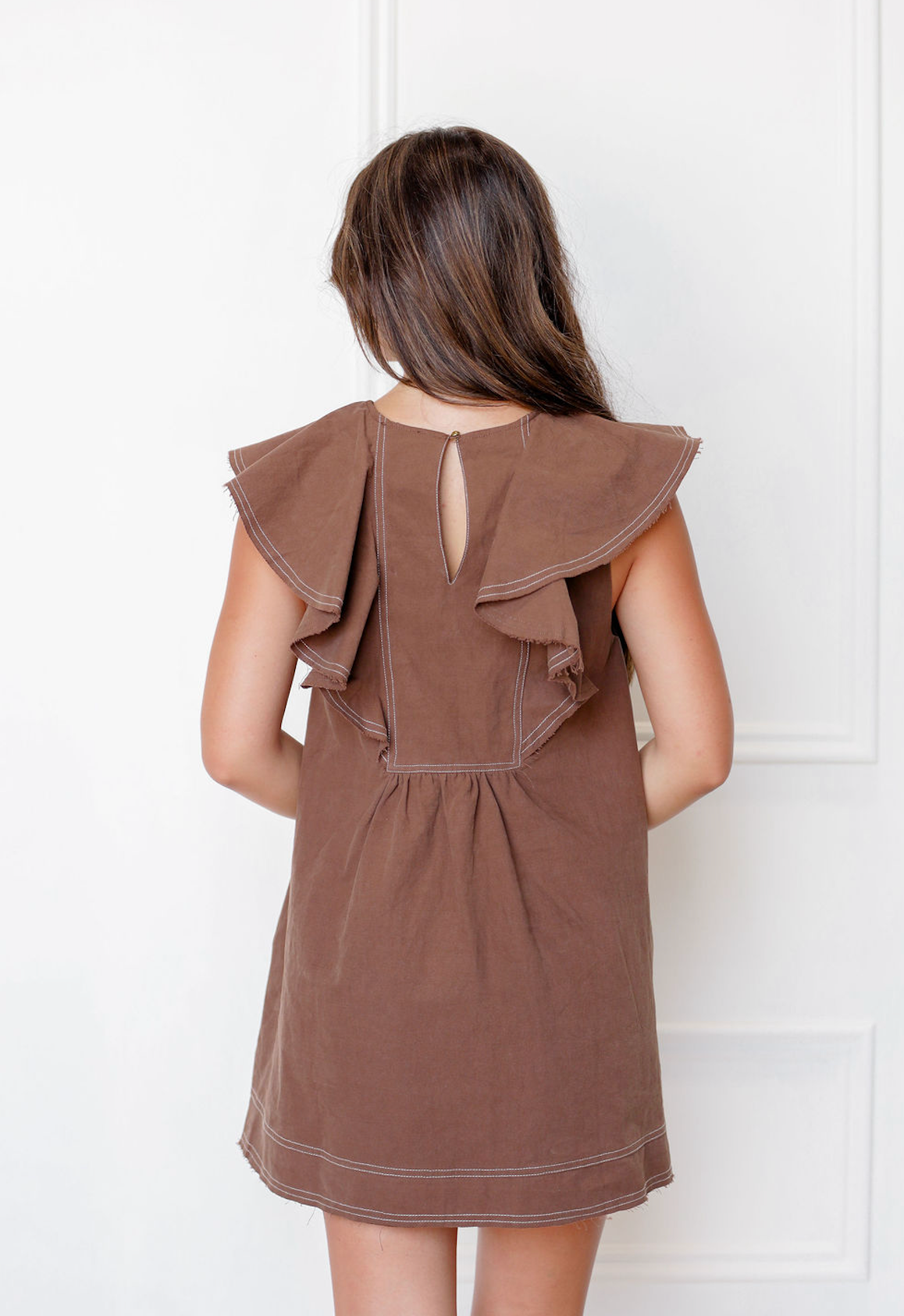 Rayne Ruffled Collar Dress Brown