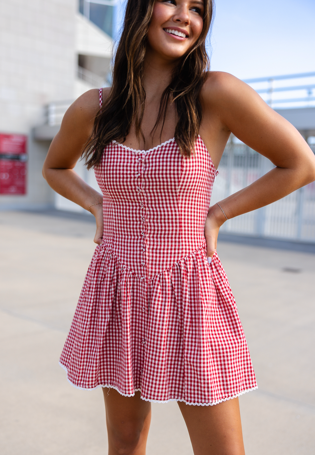 Red Checker Fit & Flare Dress