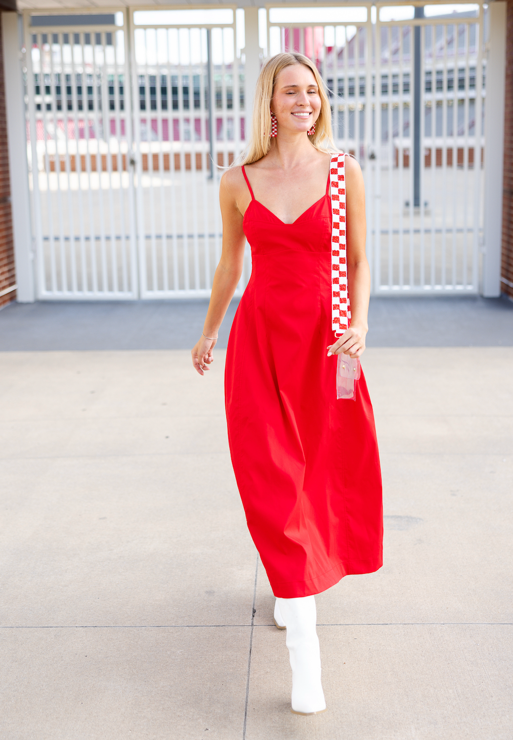 Red Bustier Midi Dress