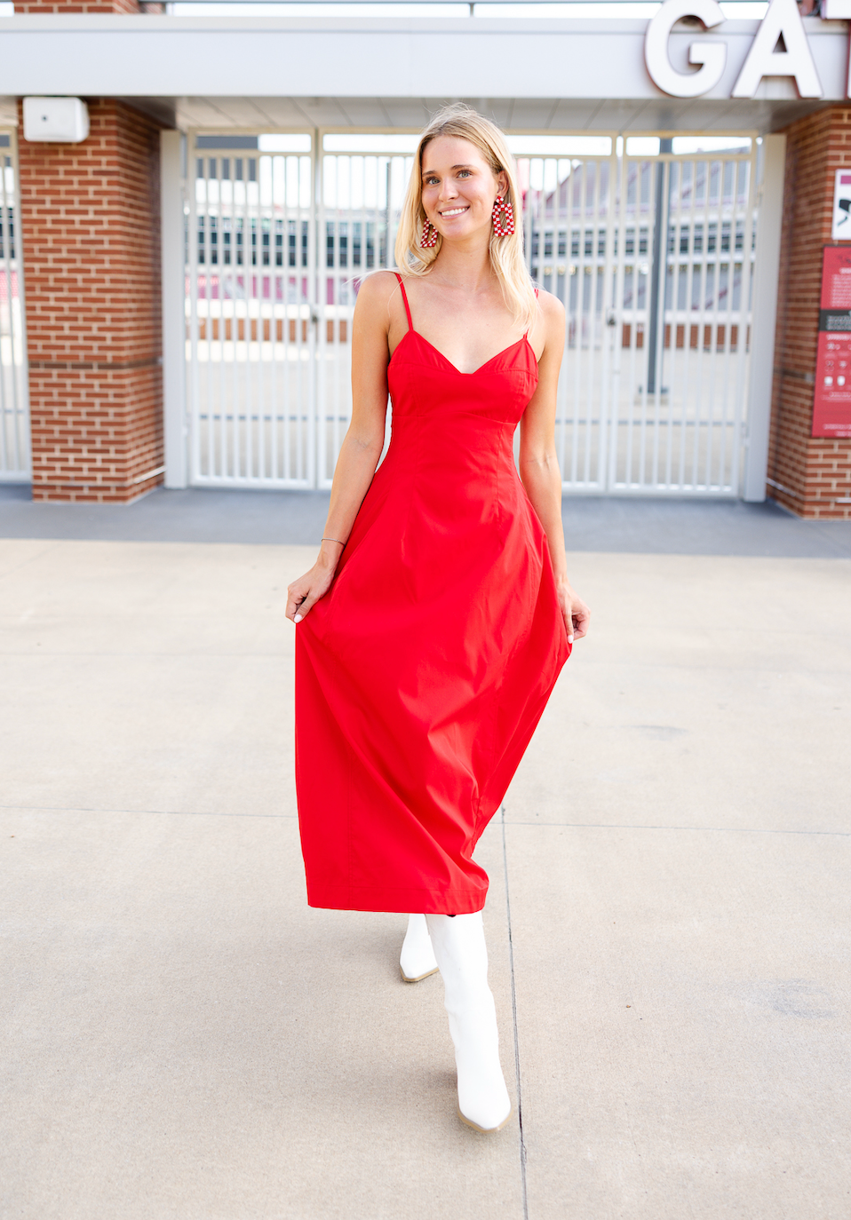 Red Bustier Midi Dress