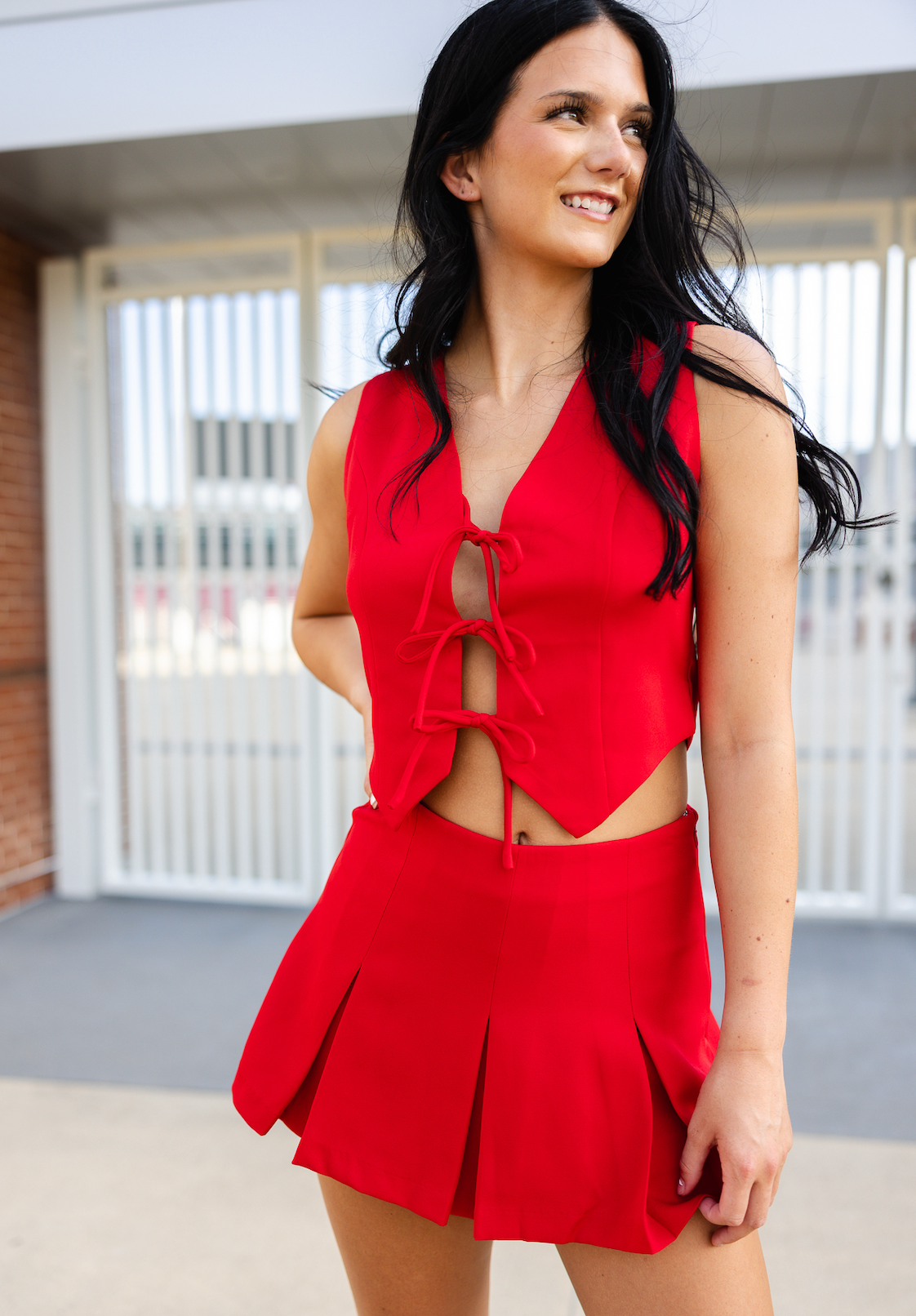 Ribbon Closure Vest & Skirt Set of 2
