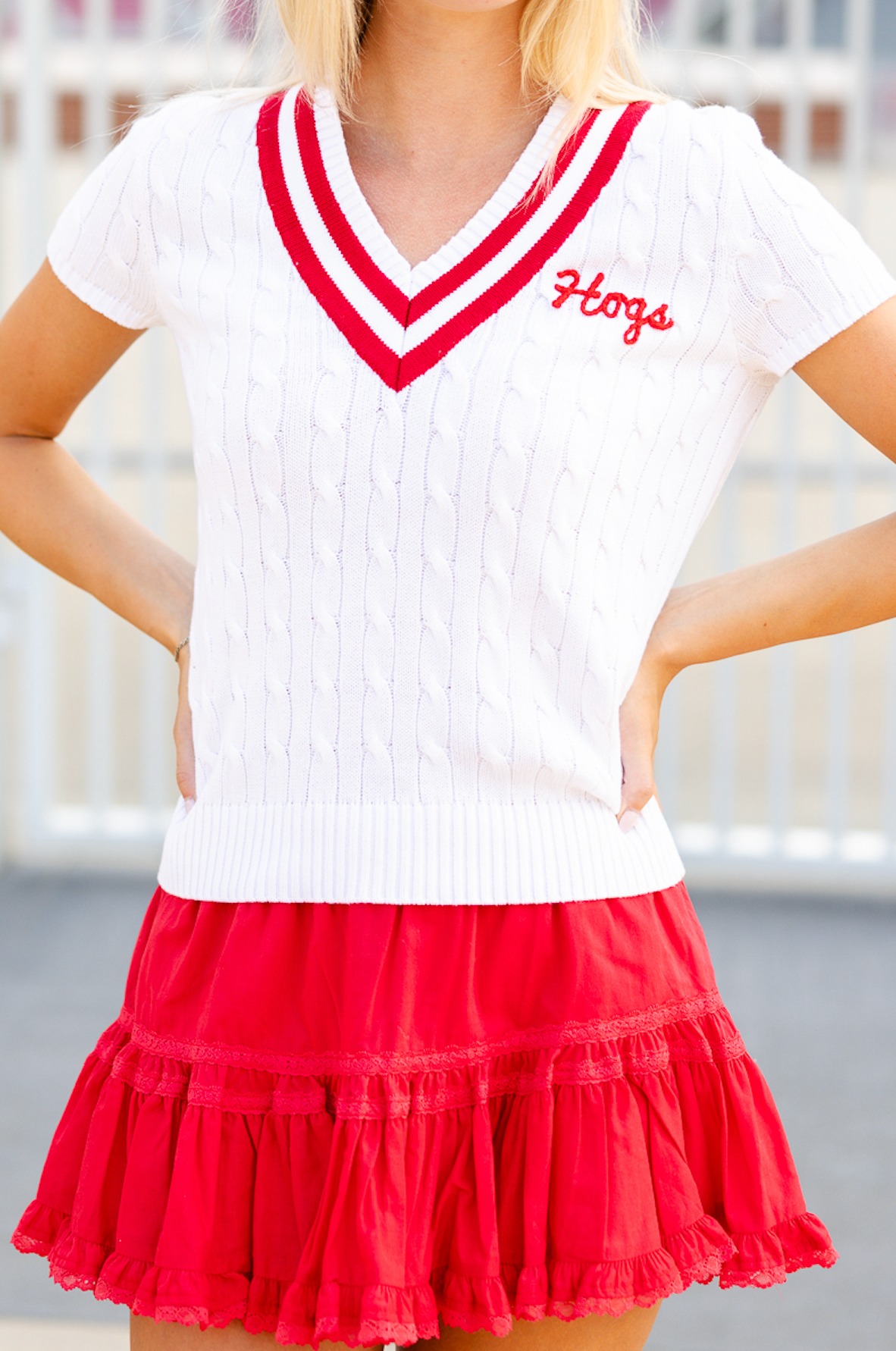 Lace Trim Flared Mini Skirt
