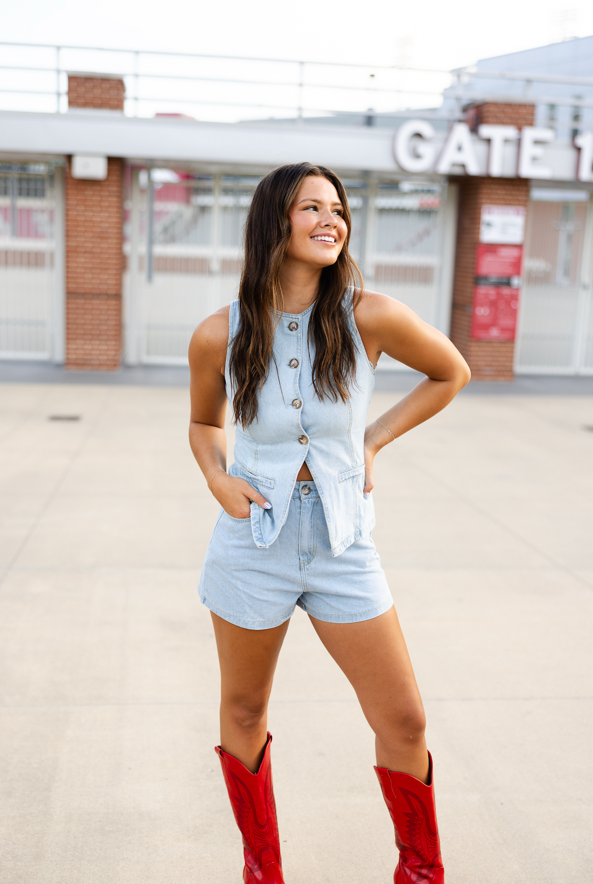 Light Denim Vest & Shorts Set of 2