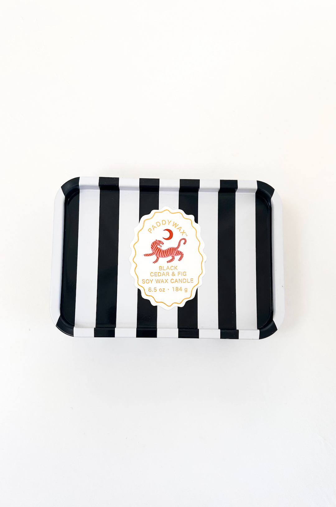 Black/White Tin Candle - Wild Fig & Cedar