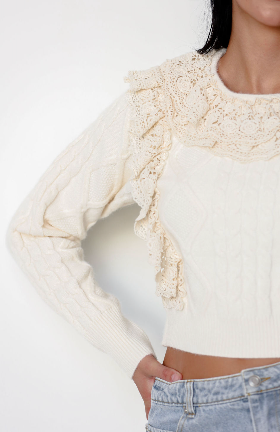 Ruffled Lace Sweater