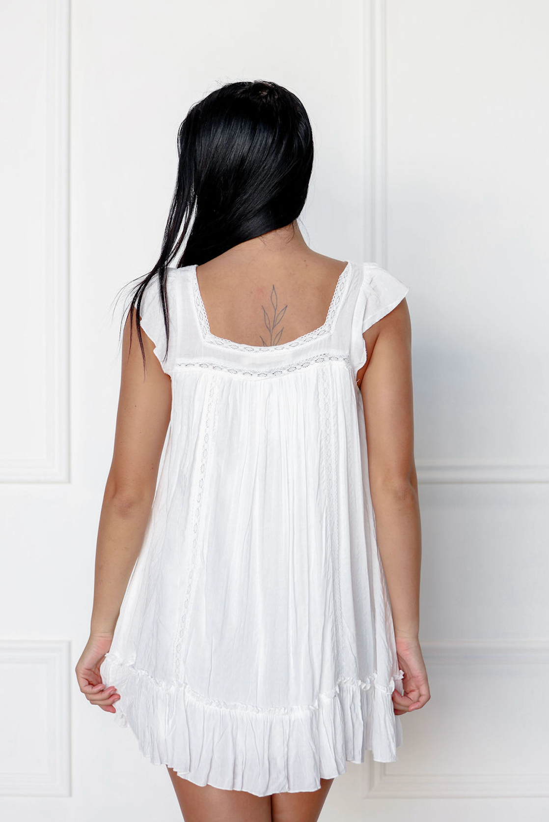 White Lace Trim Dress