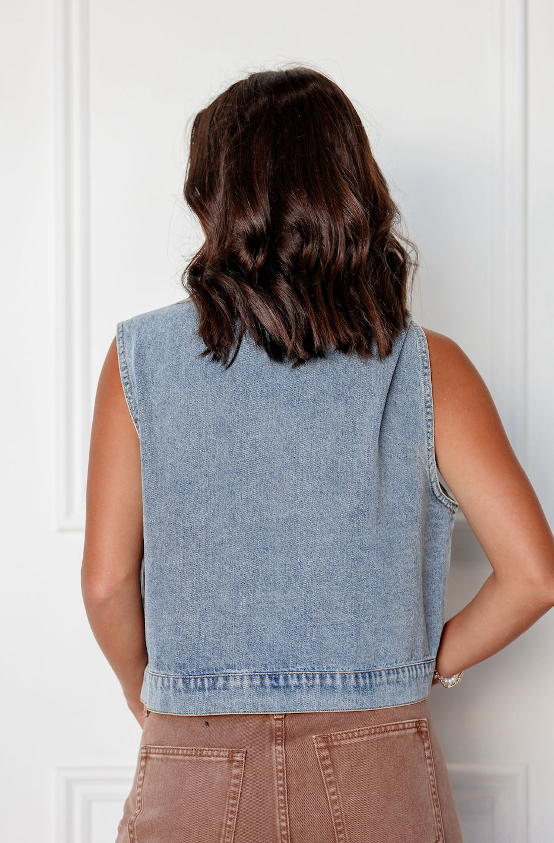 Stitch Patch Pocket Denim Vest