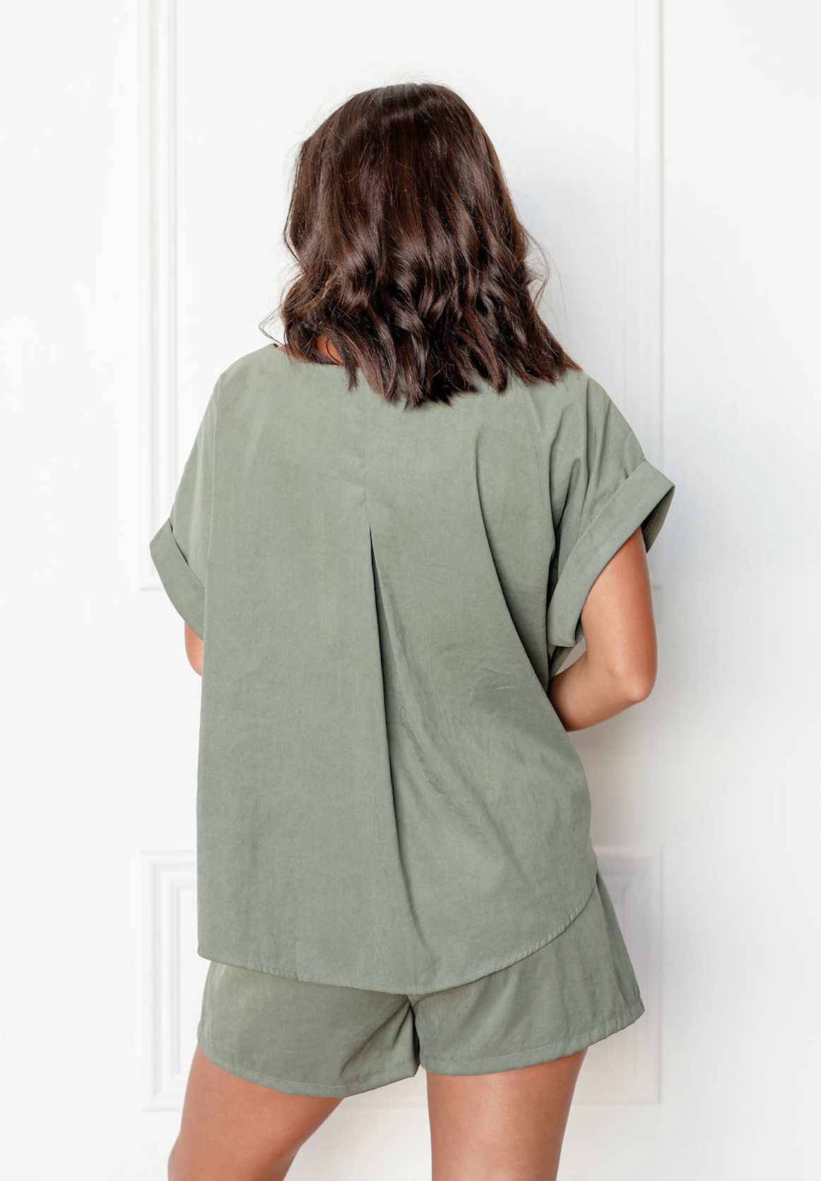 Olive Short Sleeve Top & Shorts Set Of 2