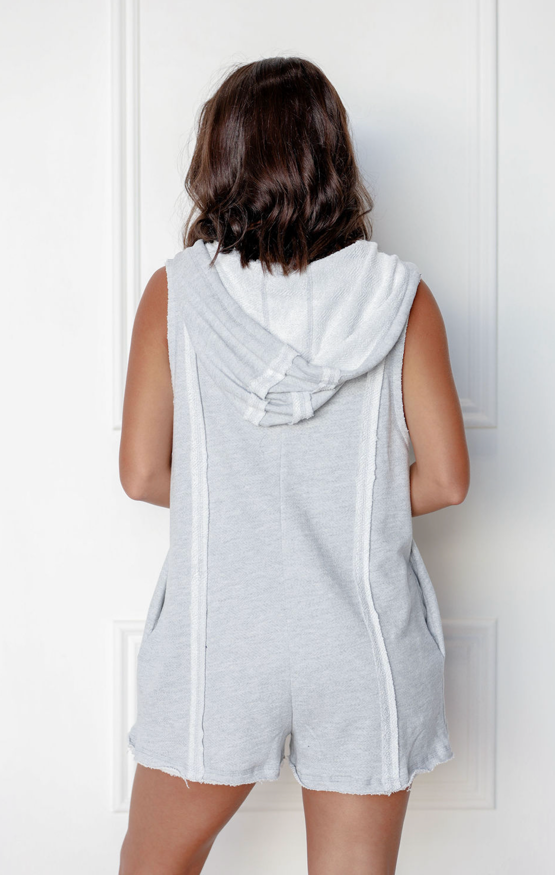 Sleeveless Zip Up Romper Grey