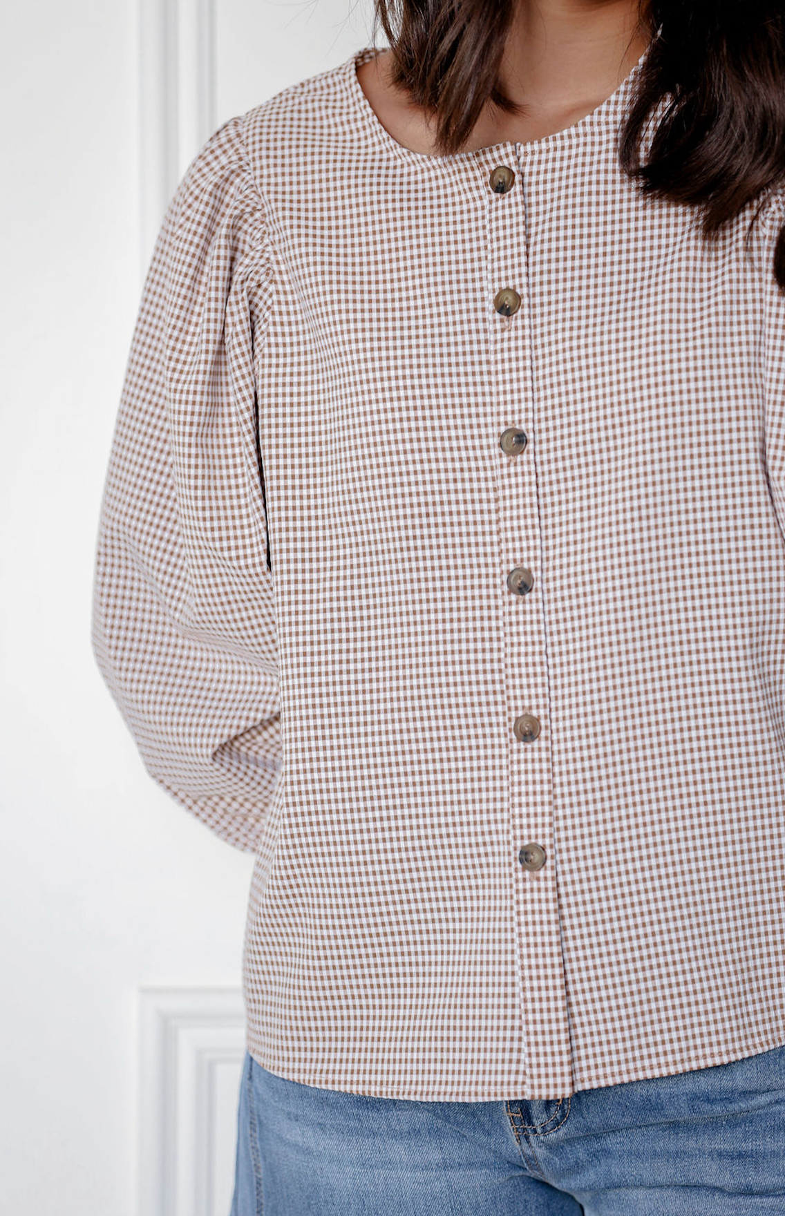 Checker 3/4 Sleeve Blouse