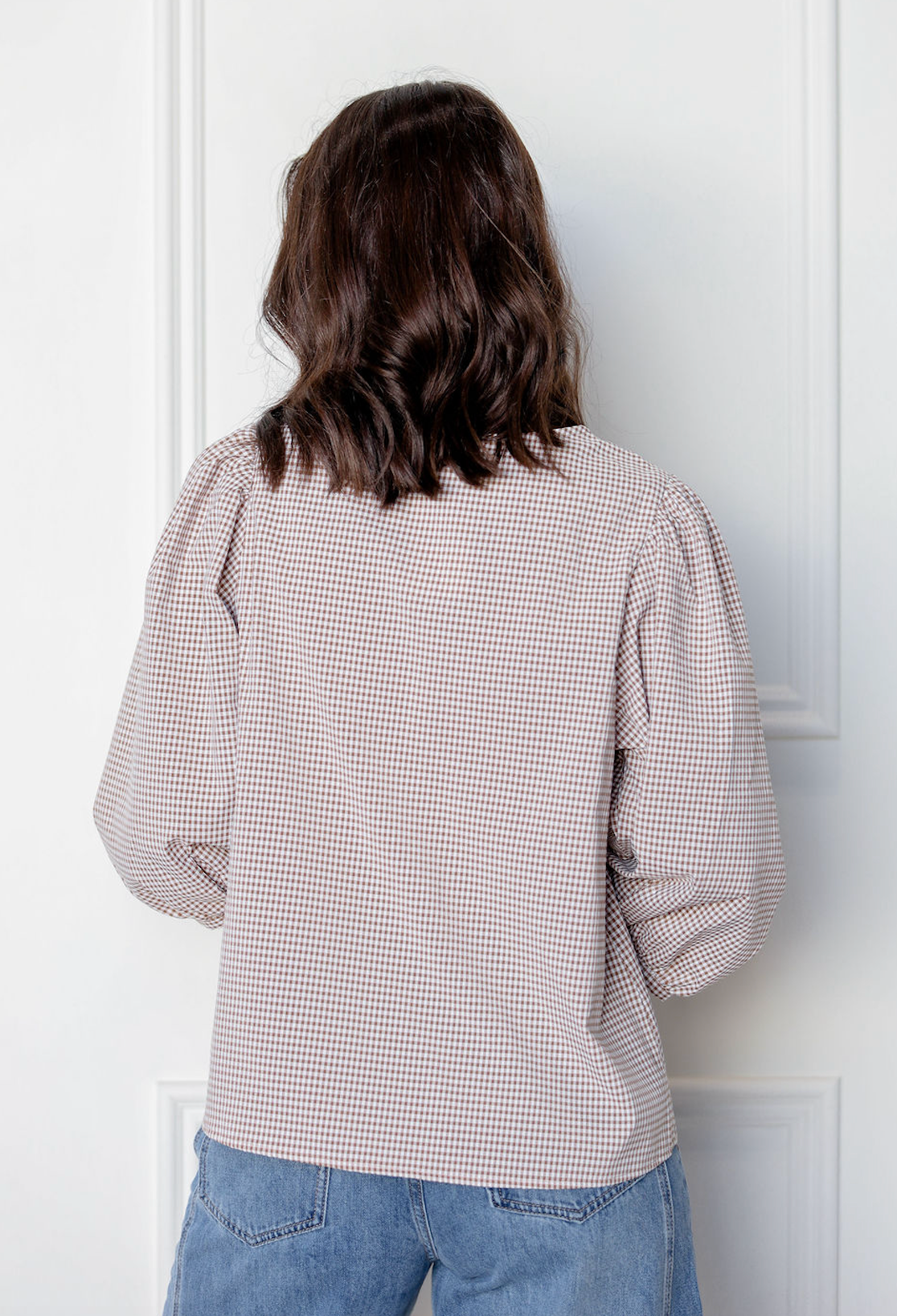 Checker 3/4 Sleeve Blouse