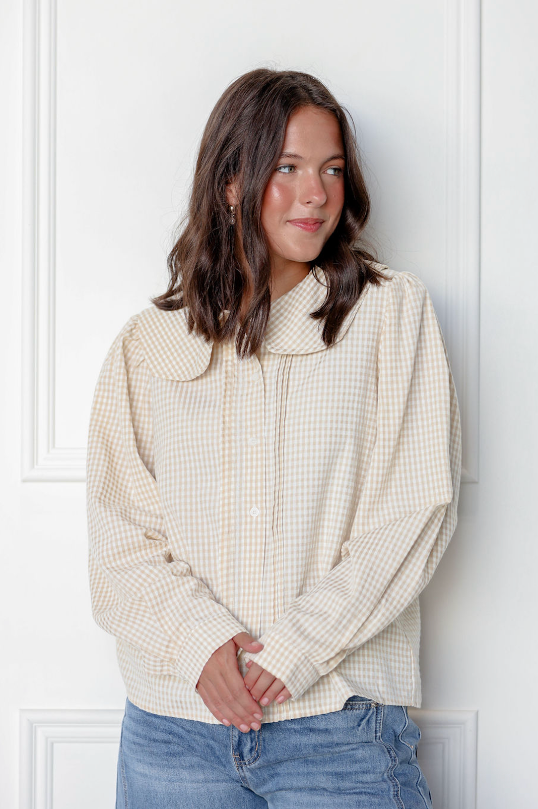 Butter Gingham Buttons Blouse