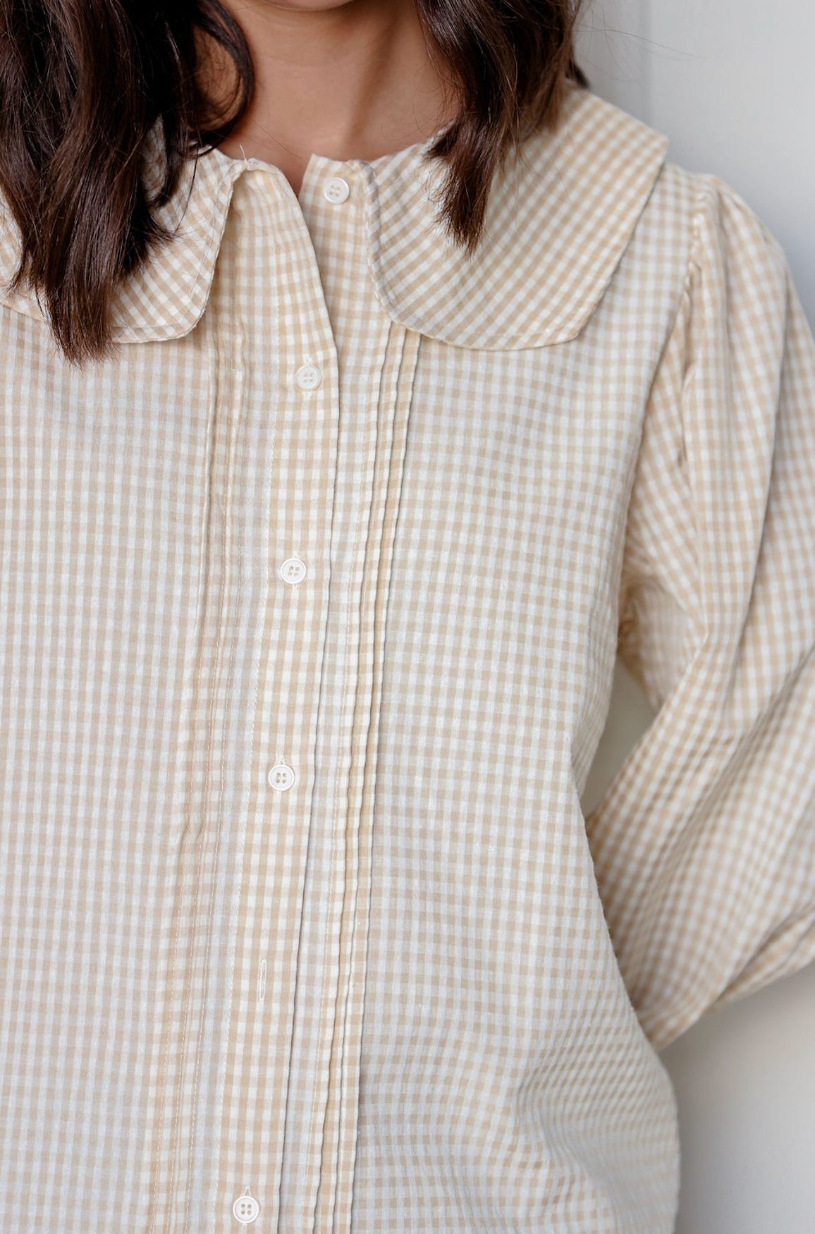 Butter Gingham Buttons Blouse
