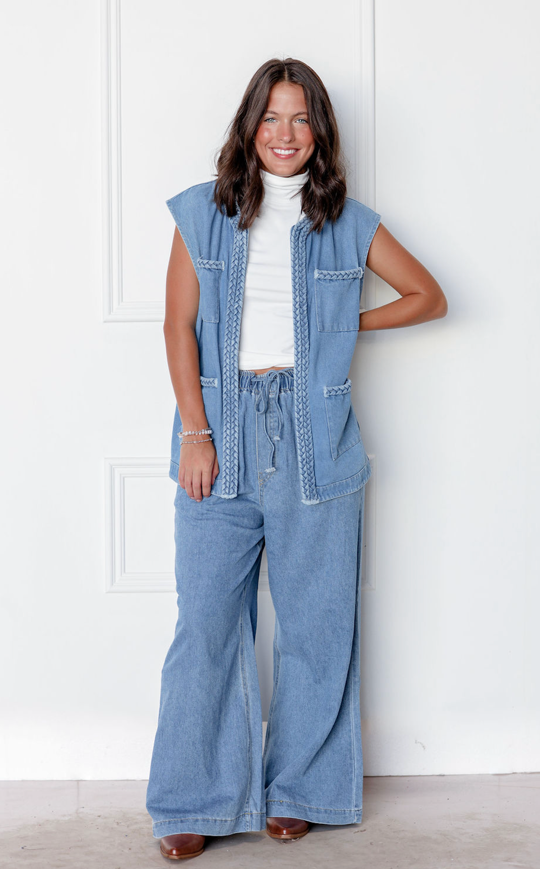 Denim Braided Vest