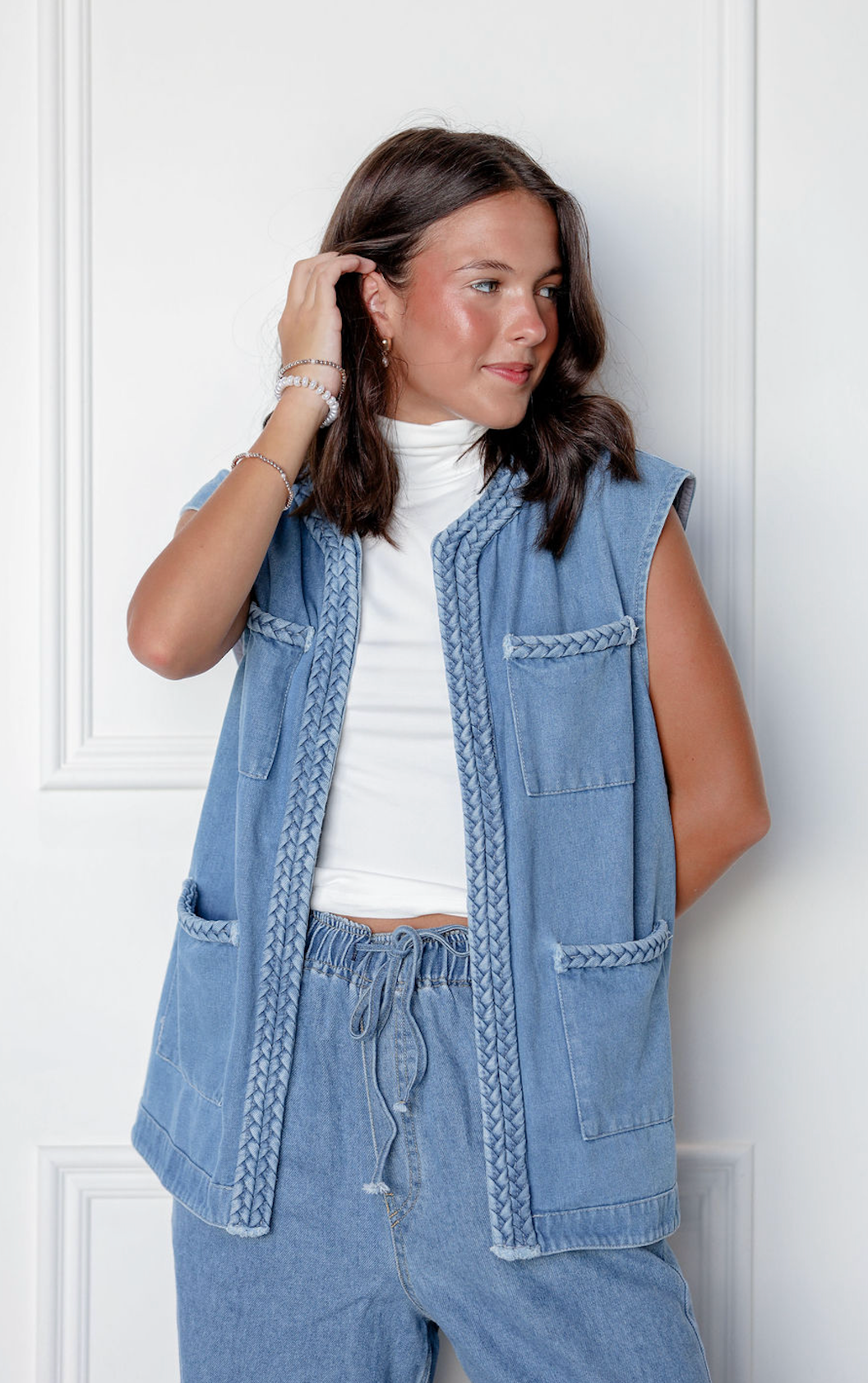 Denim Braided Vest