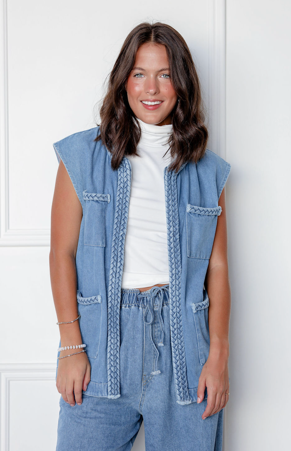 Denim Braided Vest
