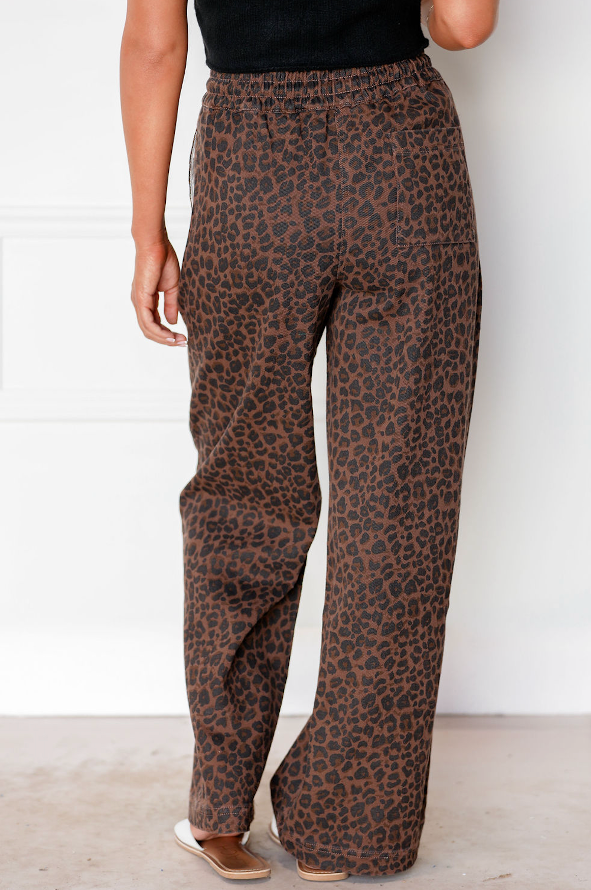 Leopard Denim Wide Track Pants