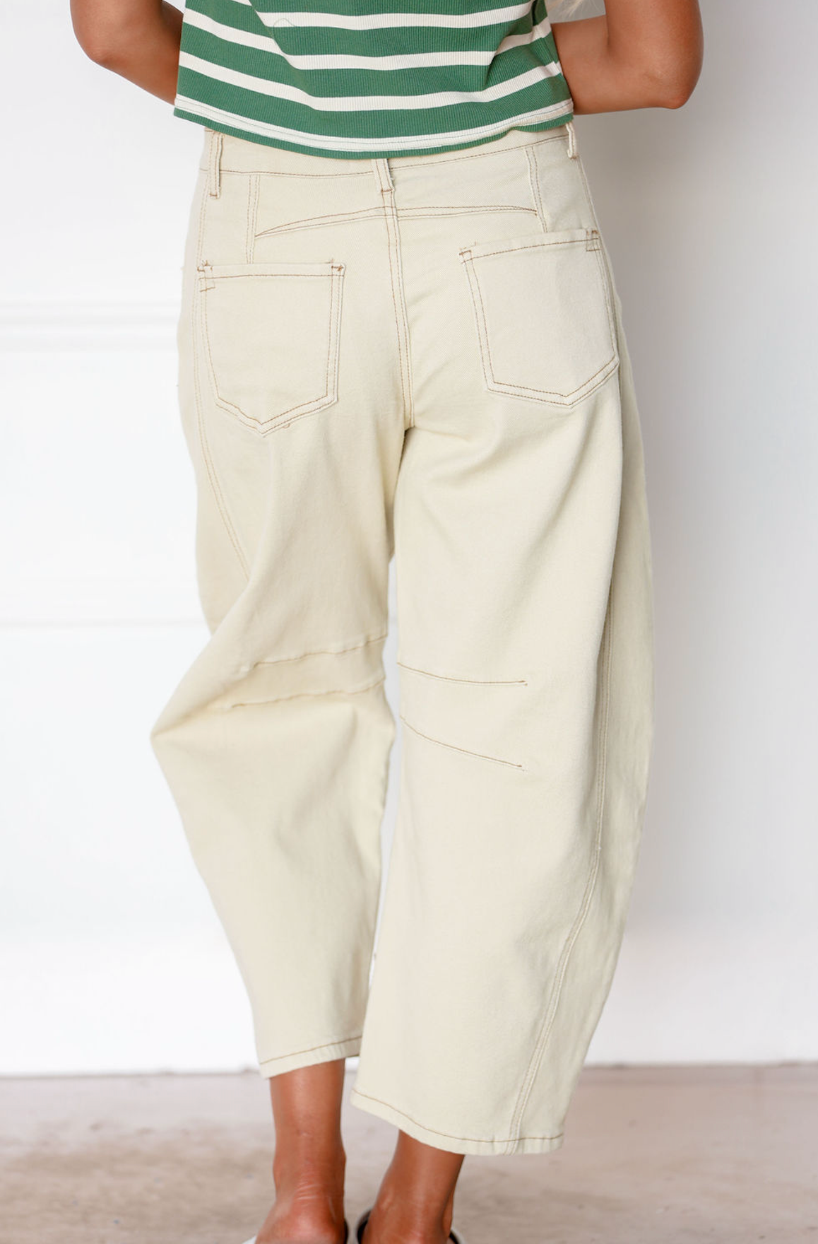 Sonja Beige Barrel Jeans