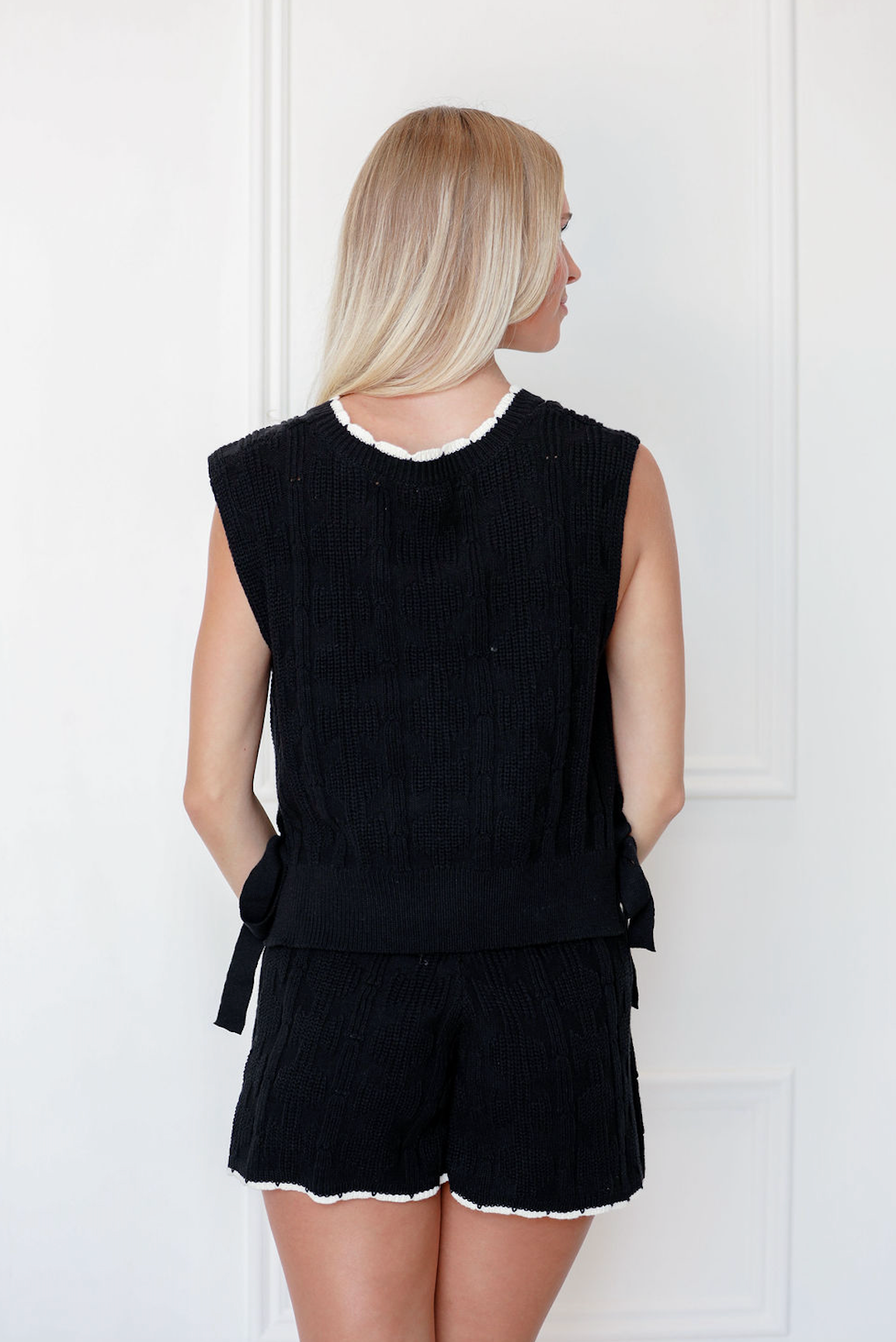 Black Side Tie Vest & Shorts Set of 2