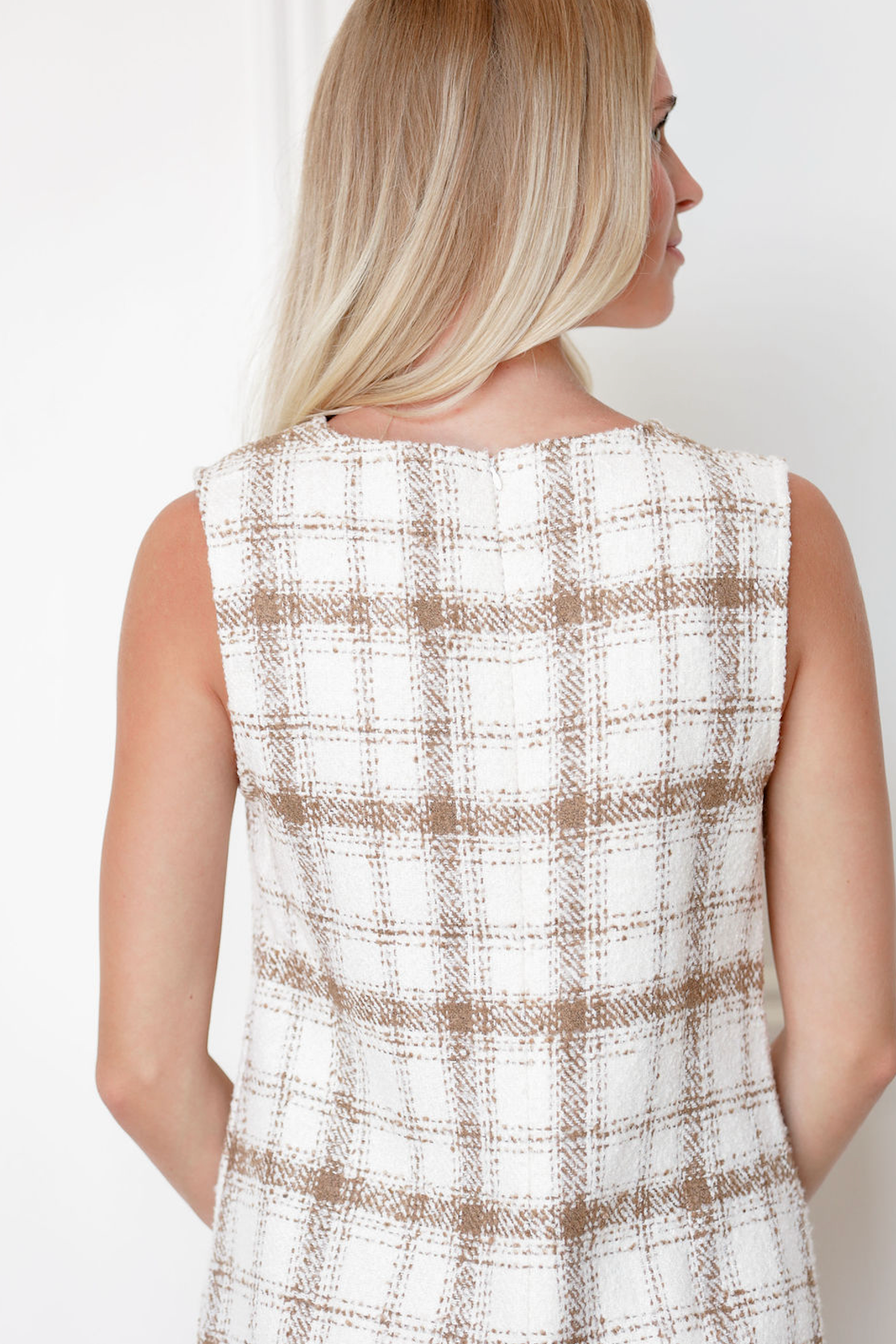 Plaid Tweed Romper w/ Pockets