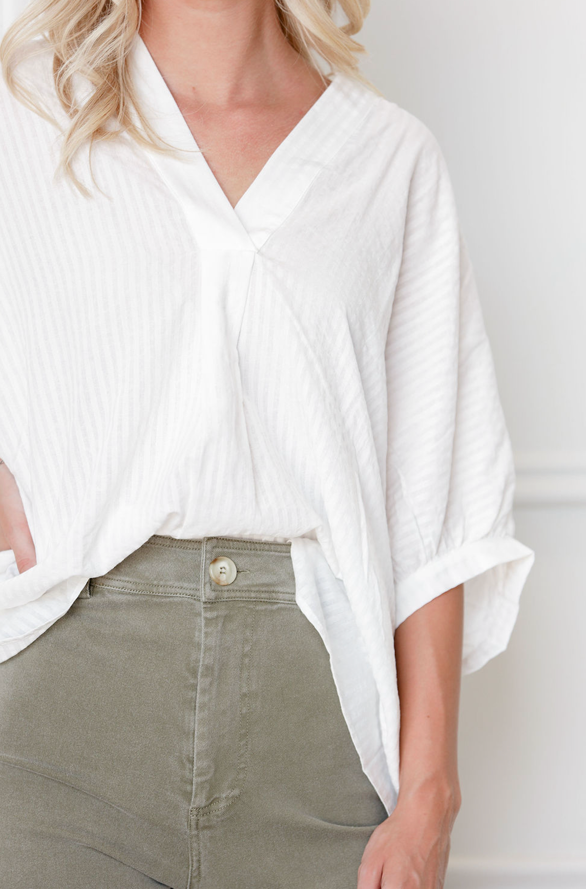 Adeline V-neck Blouse White
